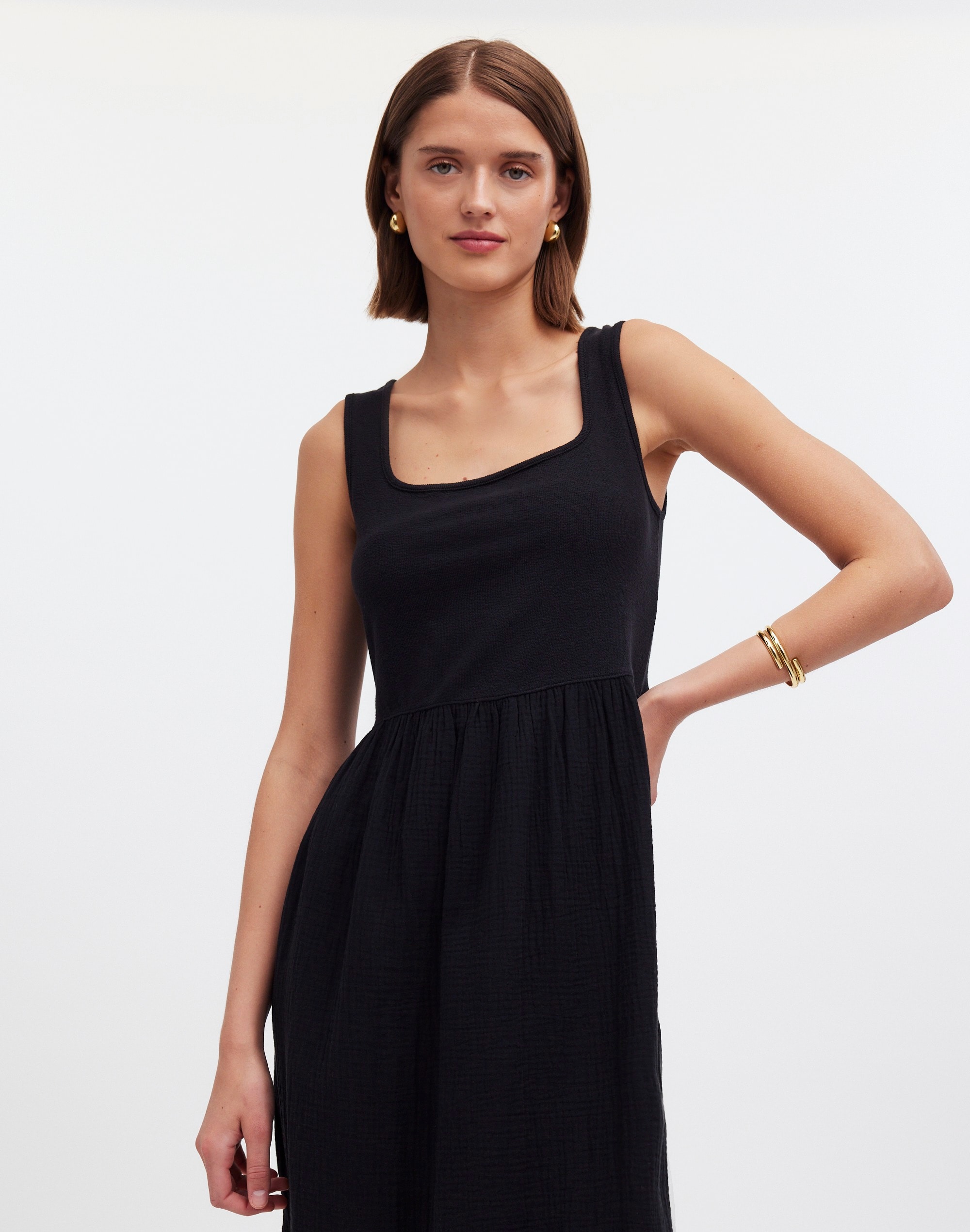 Shop Mw Knit Tank Midi Dress In True Black