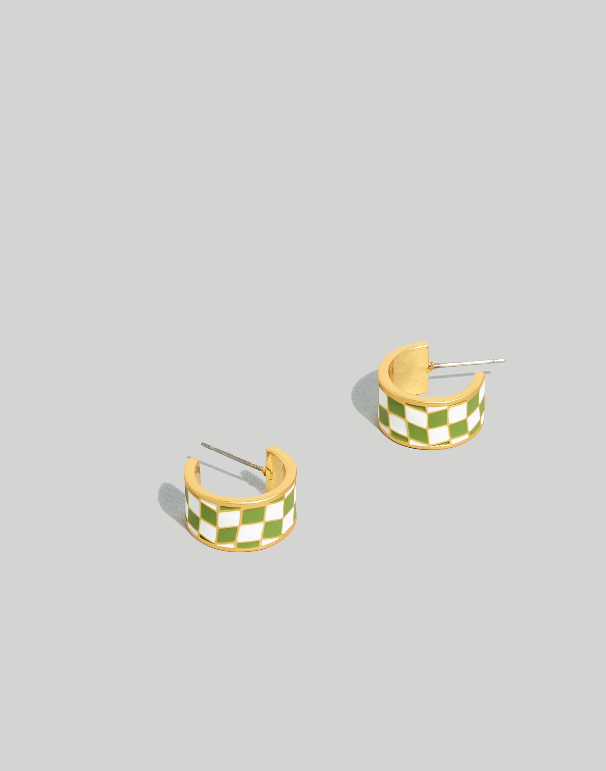 Enamel Checkerboard Huggie Hoop Earrings