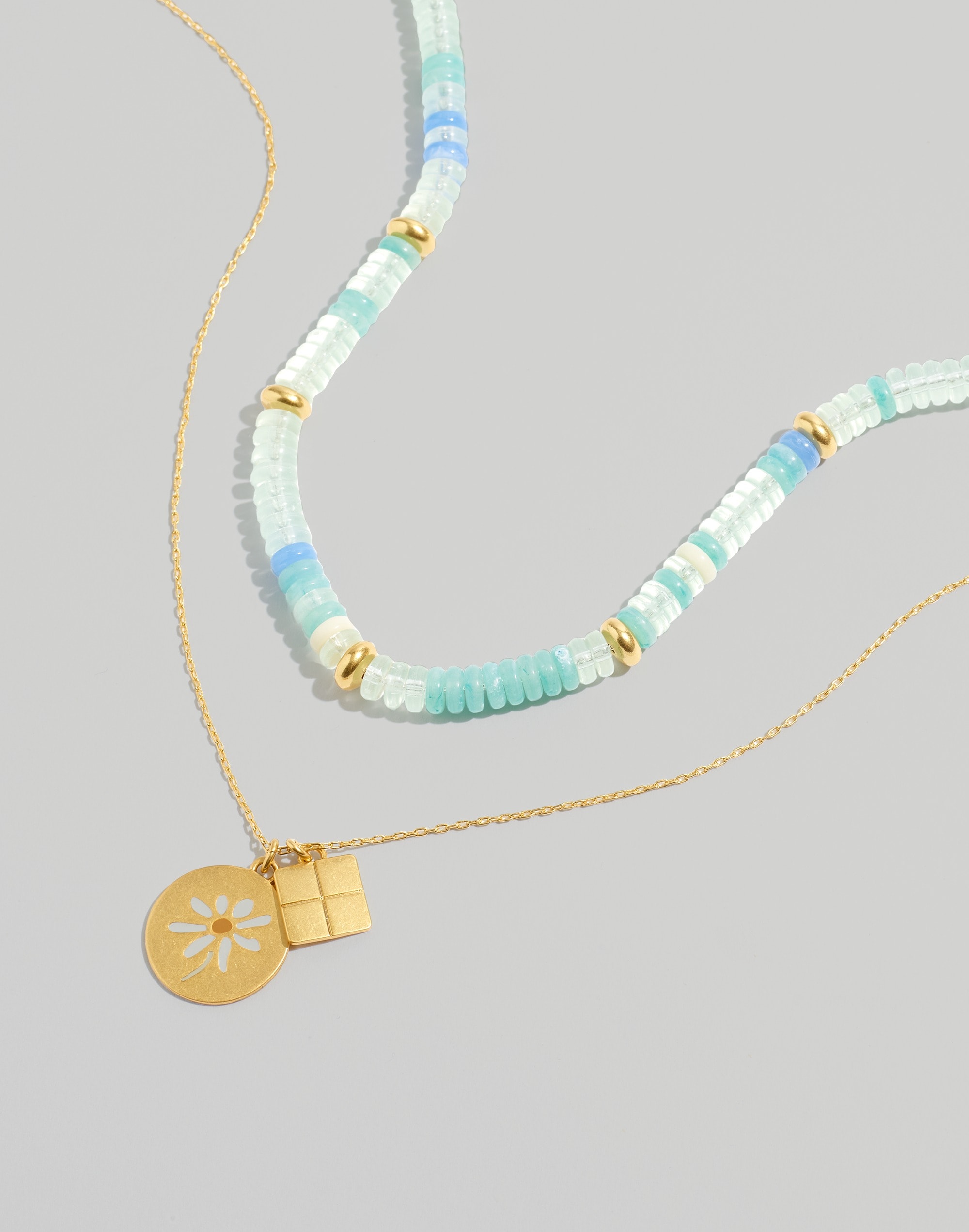 Three-Piece Enamel Daisy Necklace Set