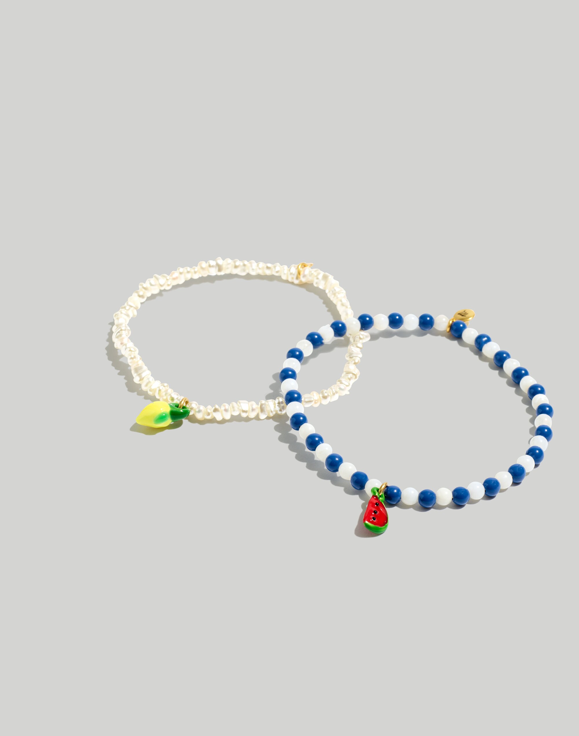 Two-Pack Enamel Fruit Stretch Bracelet Set