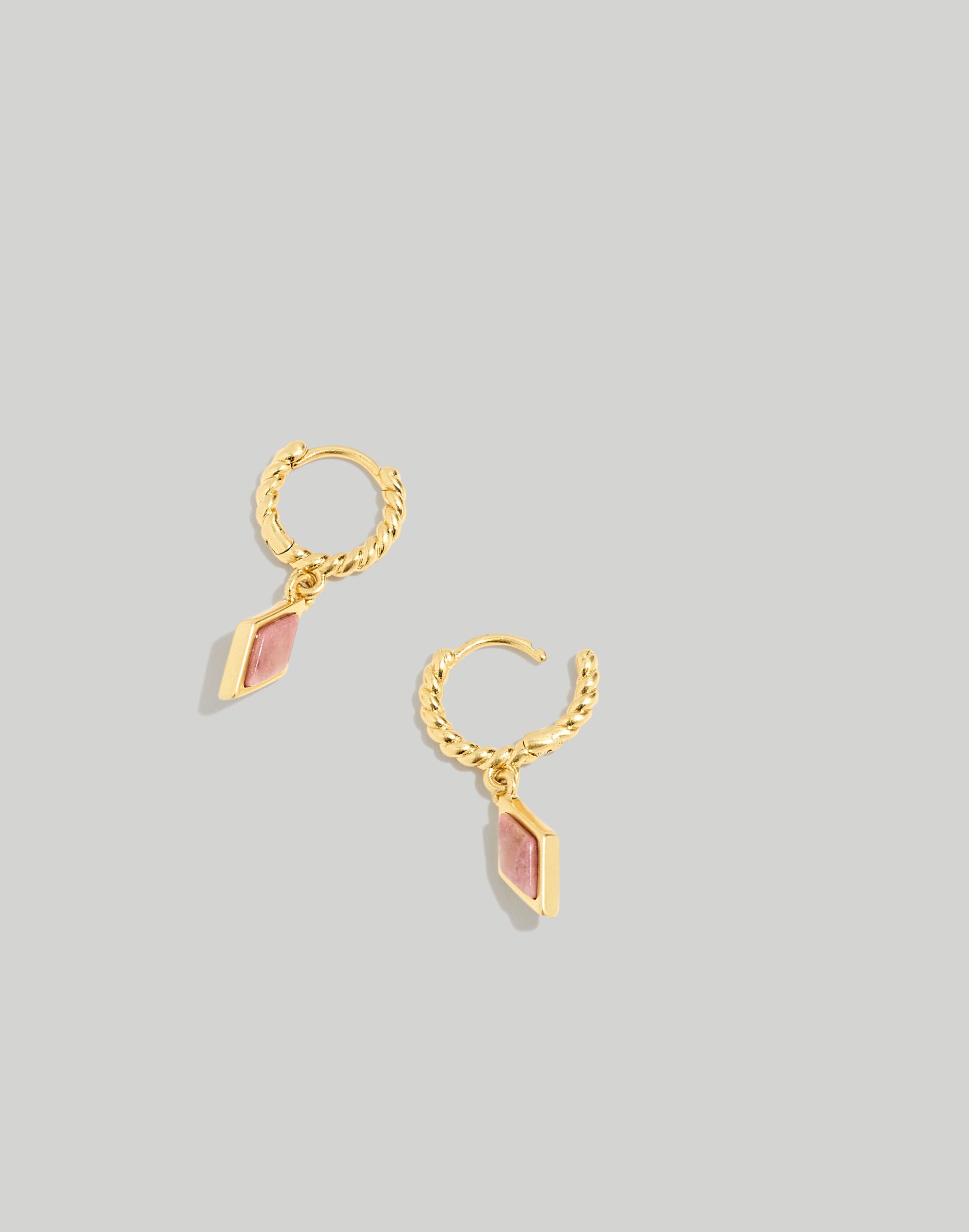 Stone Collection Rhodonite Twisted Huggie Hoop Earrings