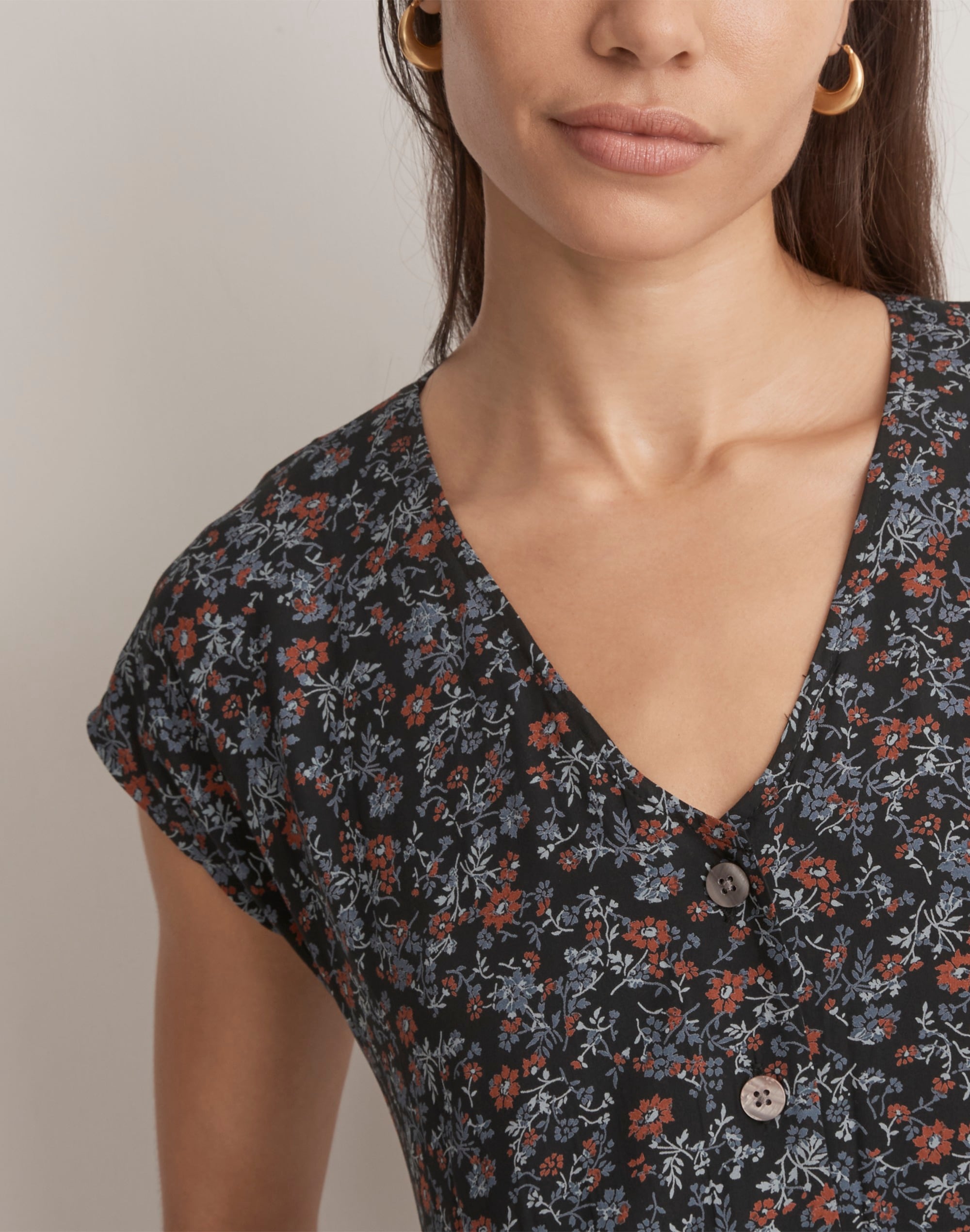 Button-Front Midi Dress in Awakened Blooms