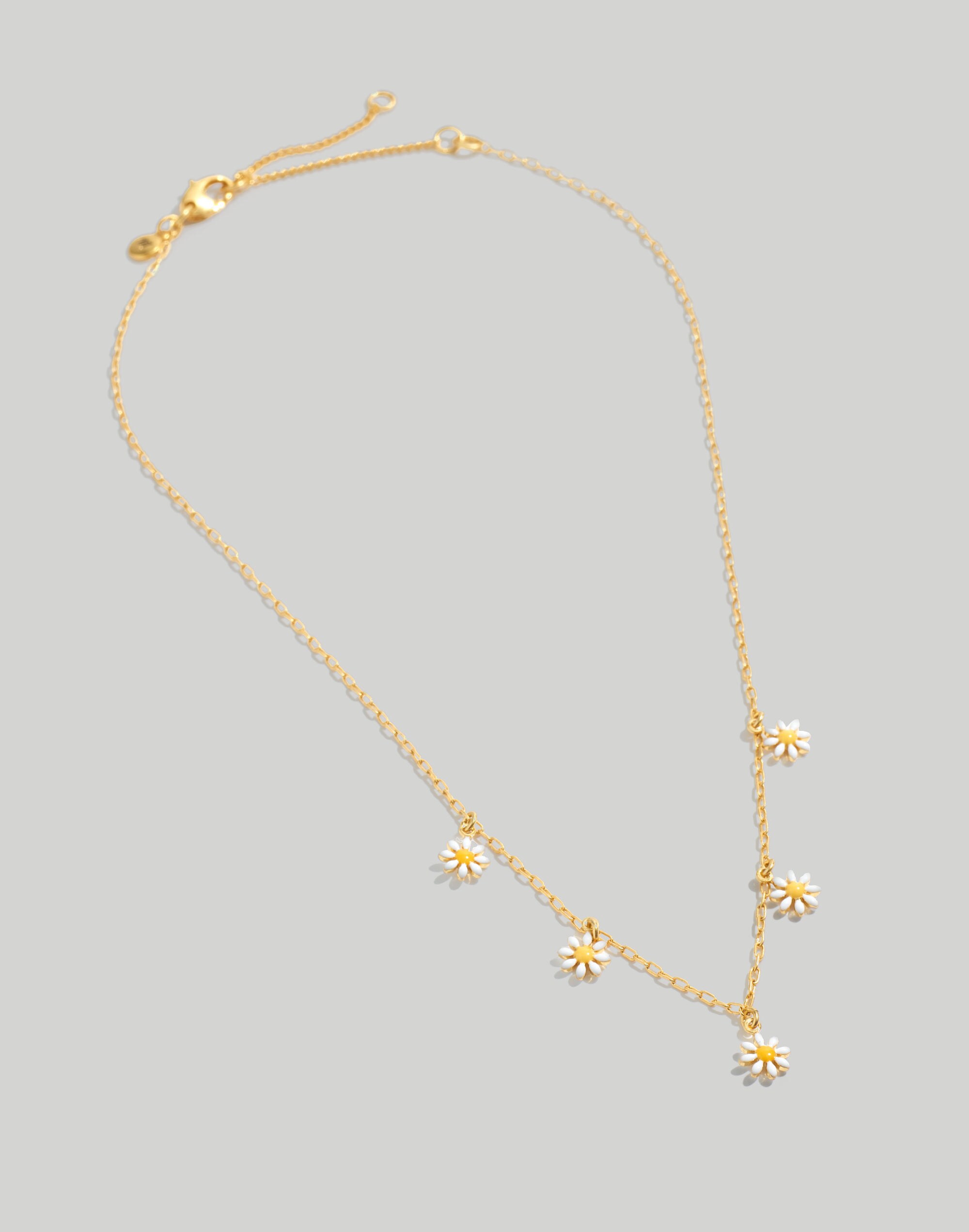 Enamel Daisy Charm Choker Necklace