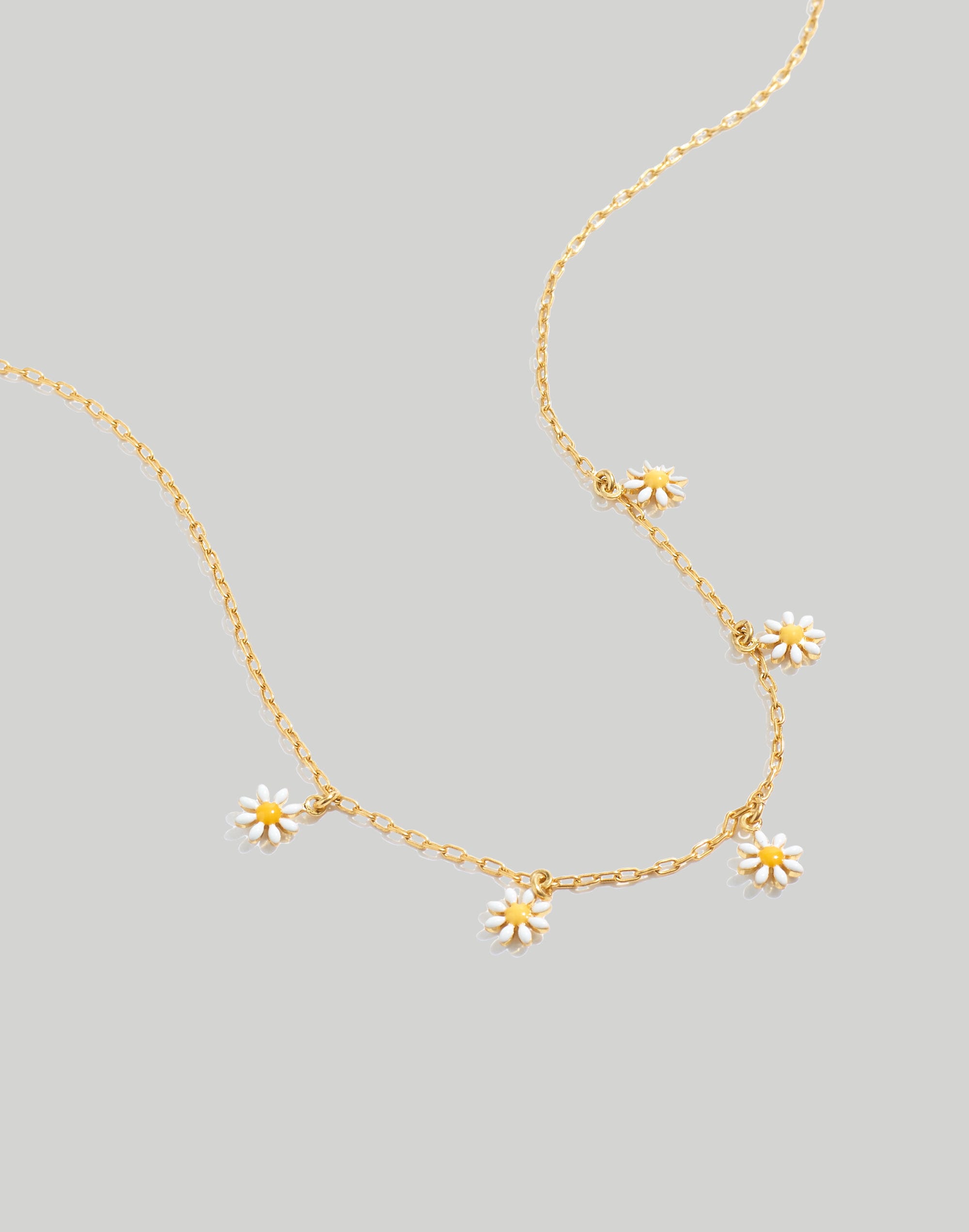 Enamel Daisy Charm Choker Necklace