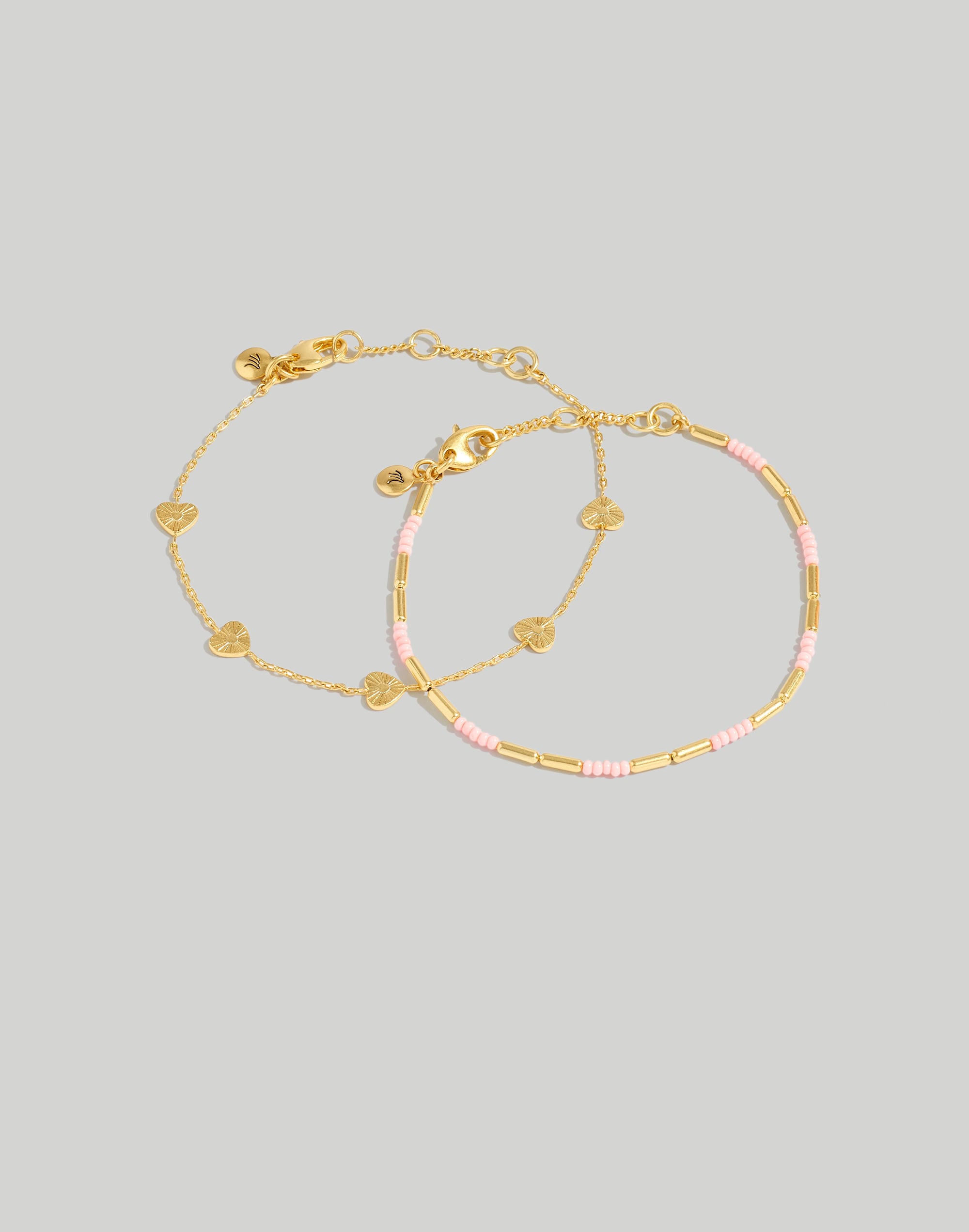 Two-Pack Etched Heart Bracelet Set