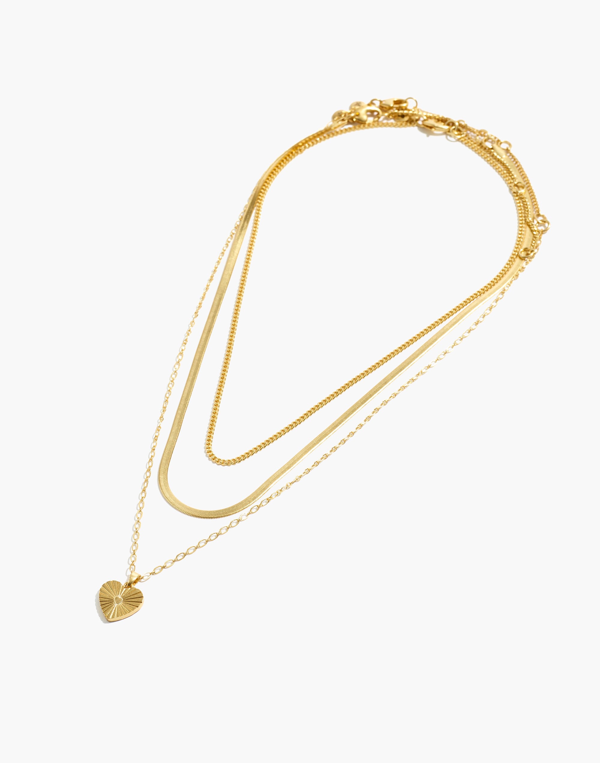 Three-Piece Etched Heart Necklace Set