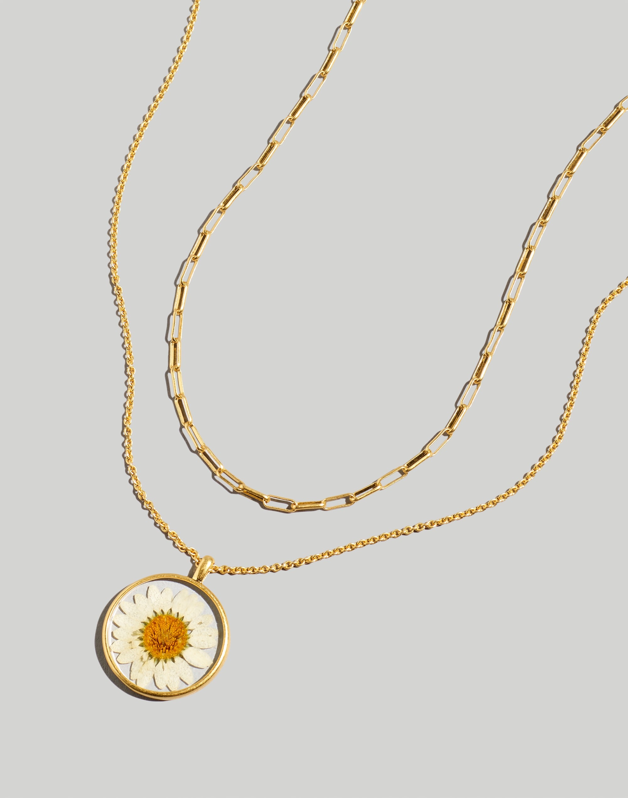 Two-Pack Pressed Daisy Necklace Set