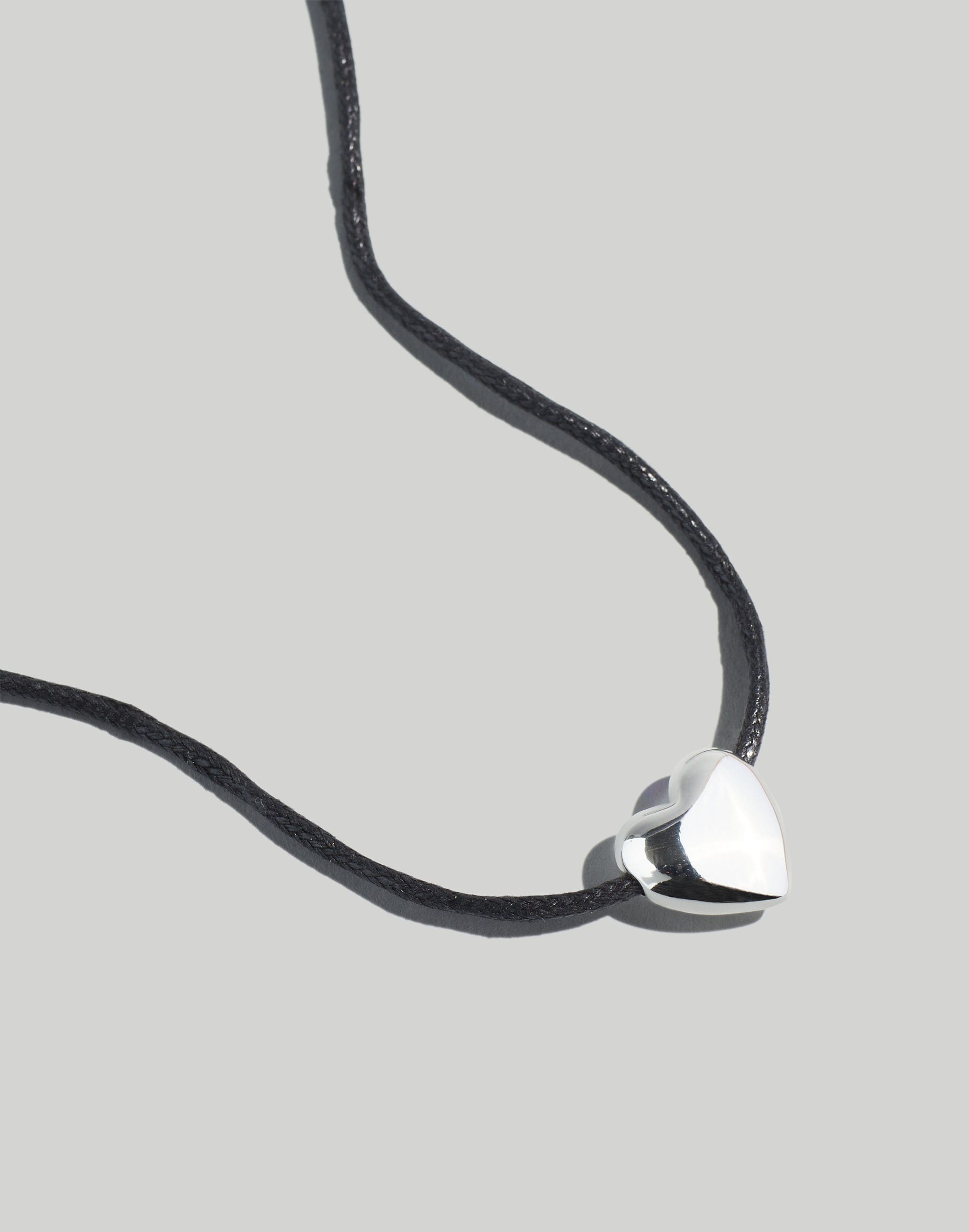 Puffy Heart Cord Choker Necklace