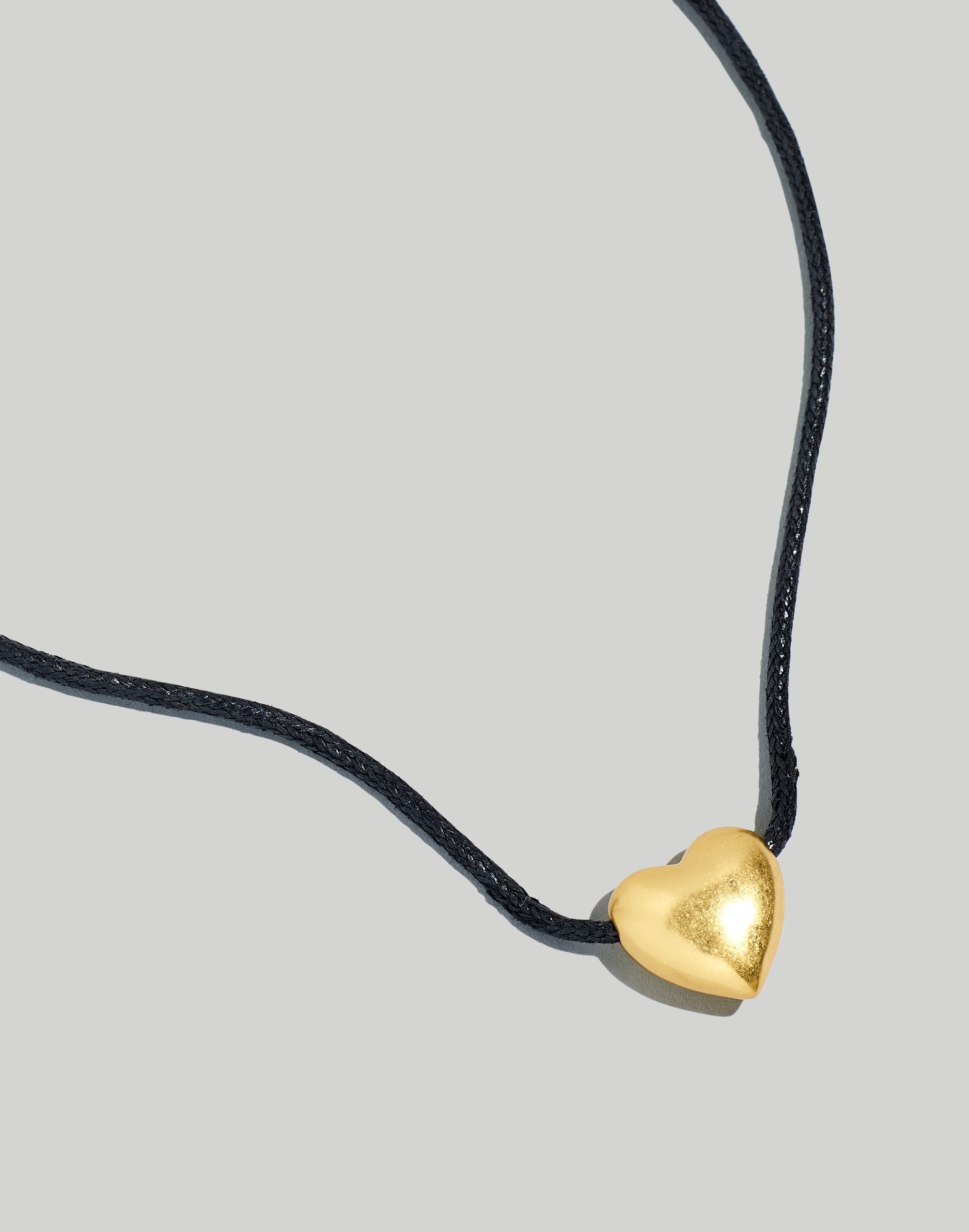 Puffy Heart Cord Choker Necklace
