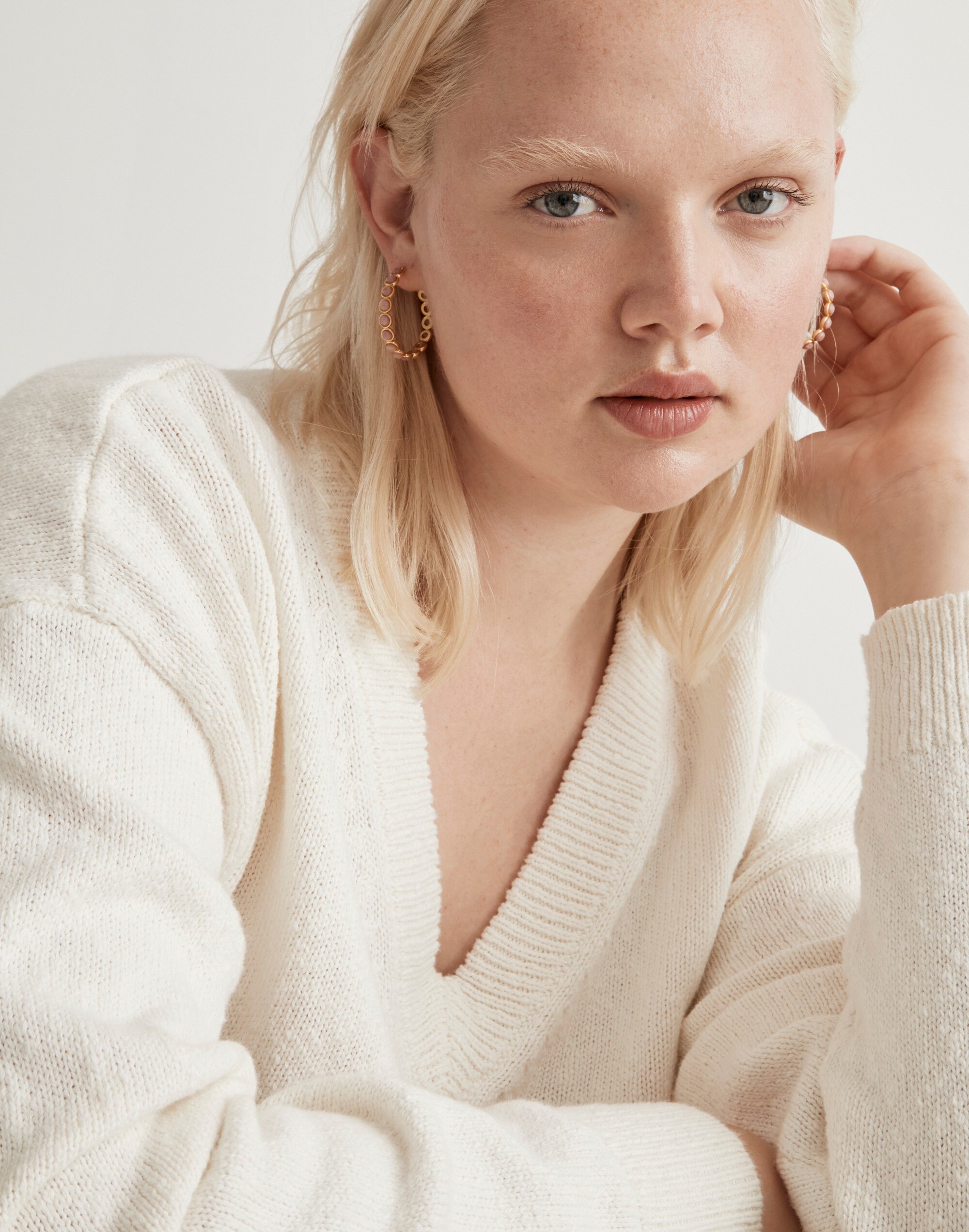 Stone Collection Rhodonite Hoop Earrings