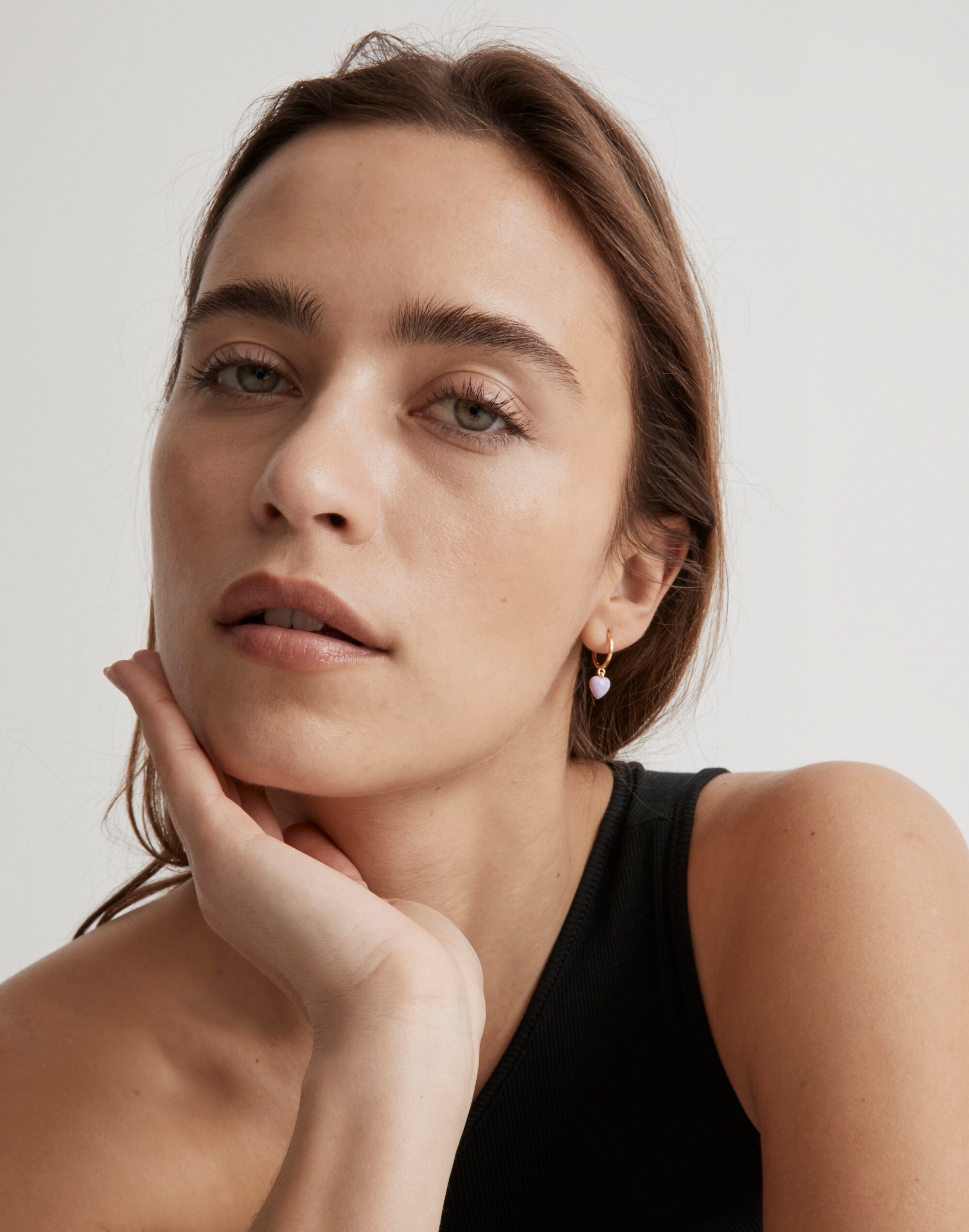 Demi-Fine Enamel Heart Huggie Earrings