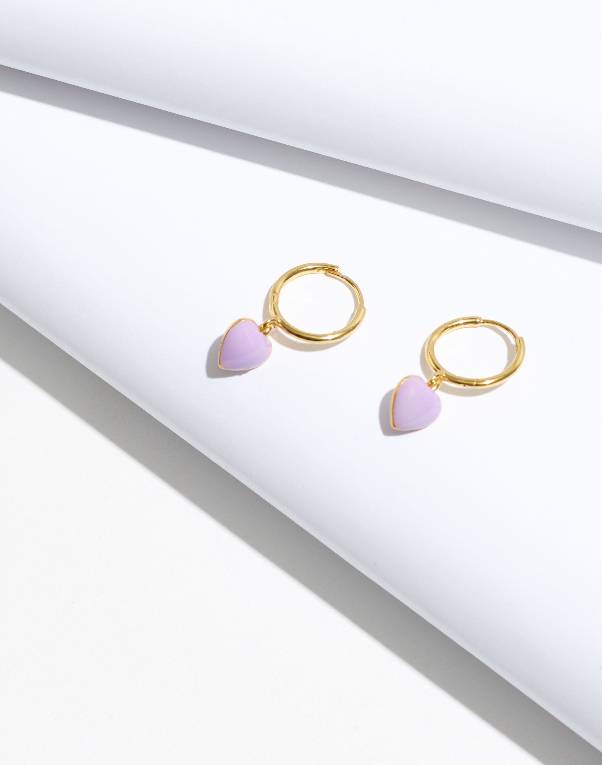 Demi-Fine Enamel Heart Huggie Earrings