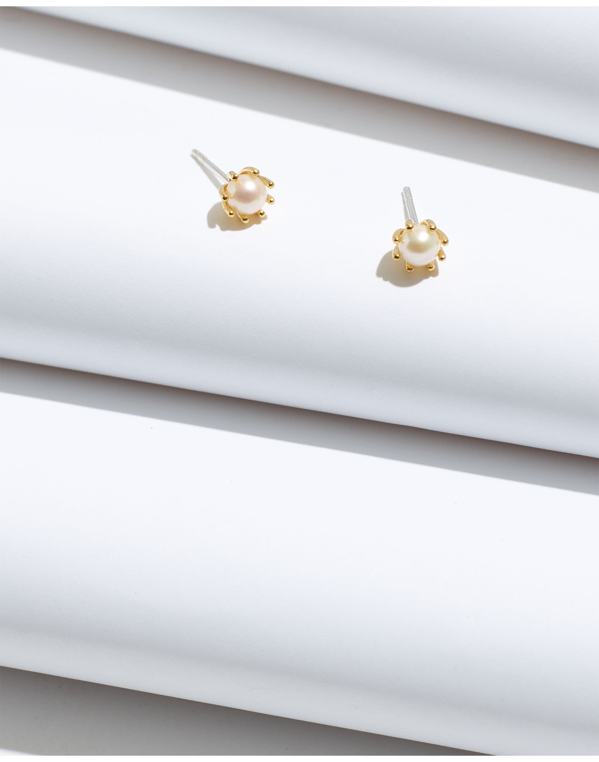 Demi-Fine Freshwater Pearl Prong-Set Stud Earrings