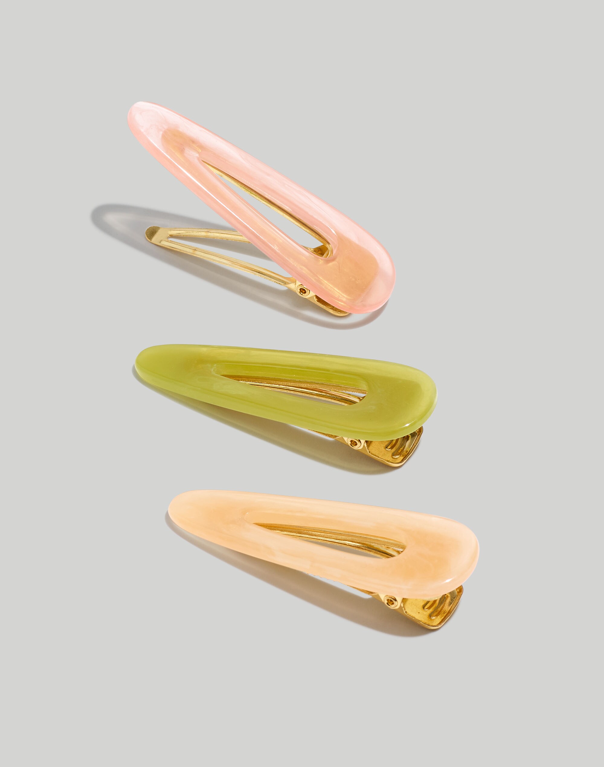Three-Pack Milky Resin Hair Clips