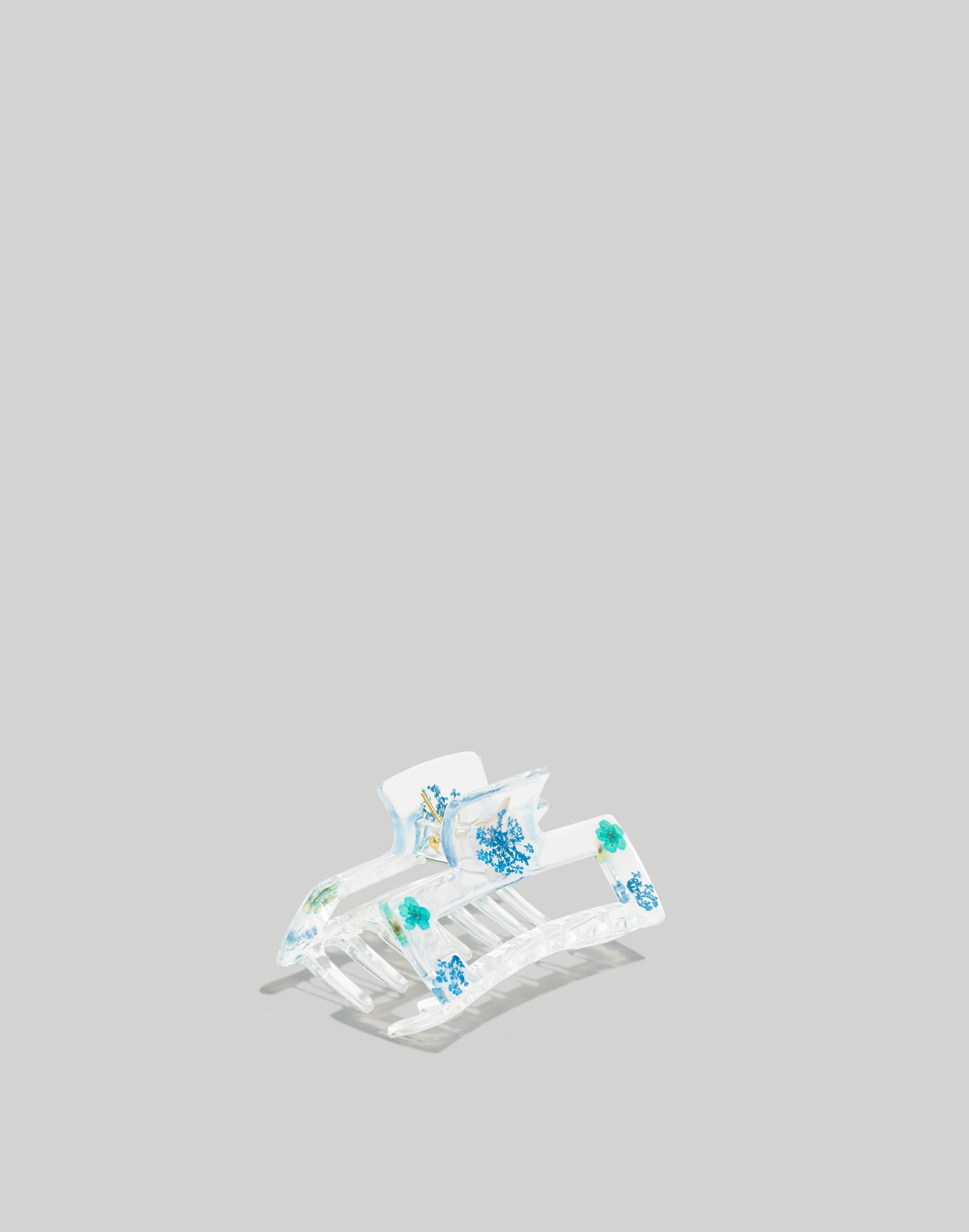 Large Floral Inlay Claw Hair Clip