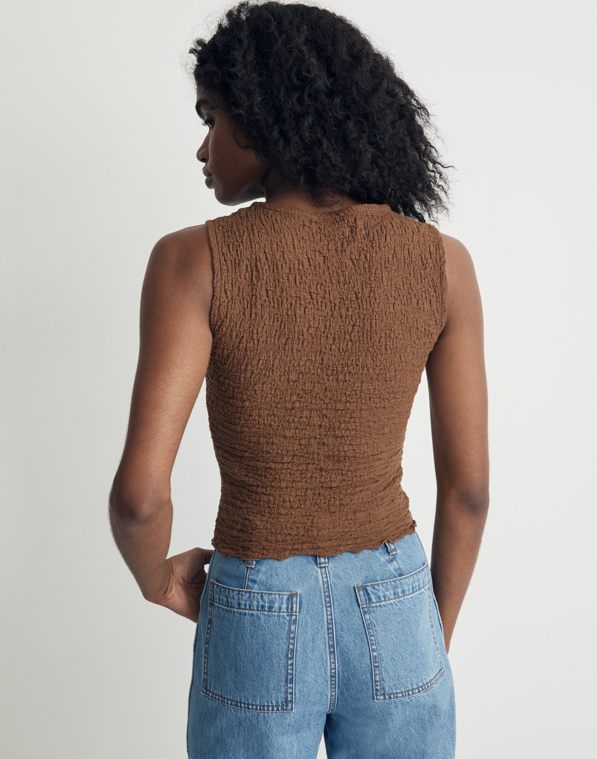 Popcorn-Knit Twist-Front Sleeveless Top | Madewell