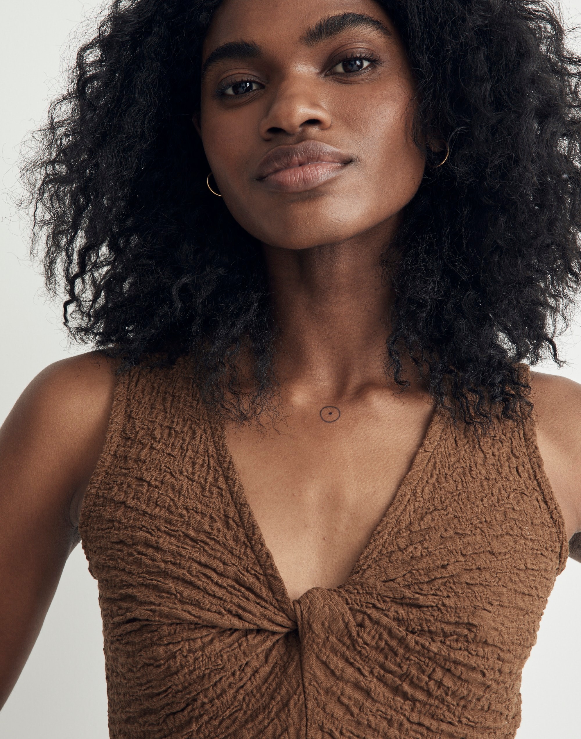 Popcorn-Knit Twist-Front Sleeveless Top | Madewell