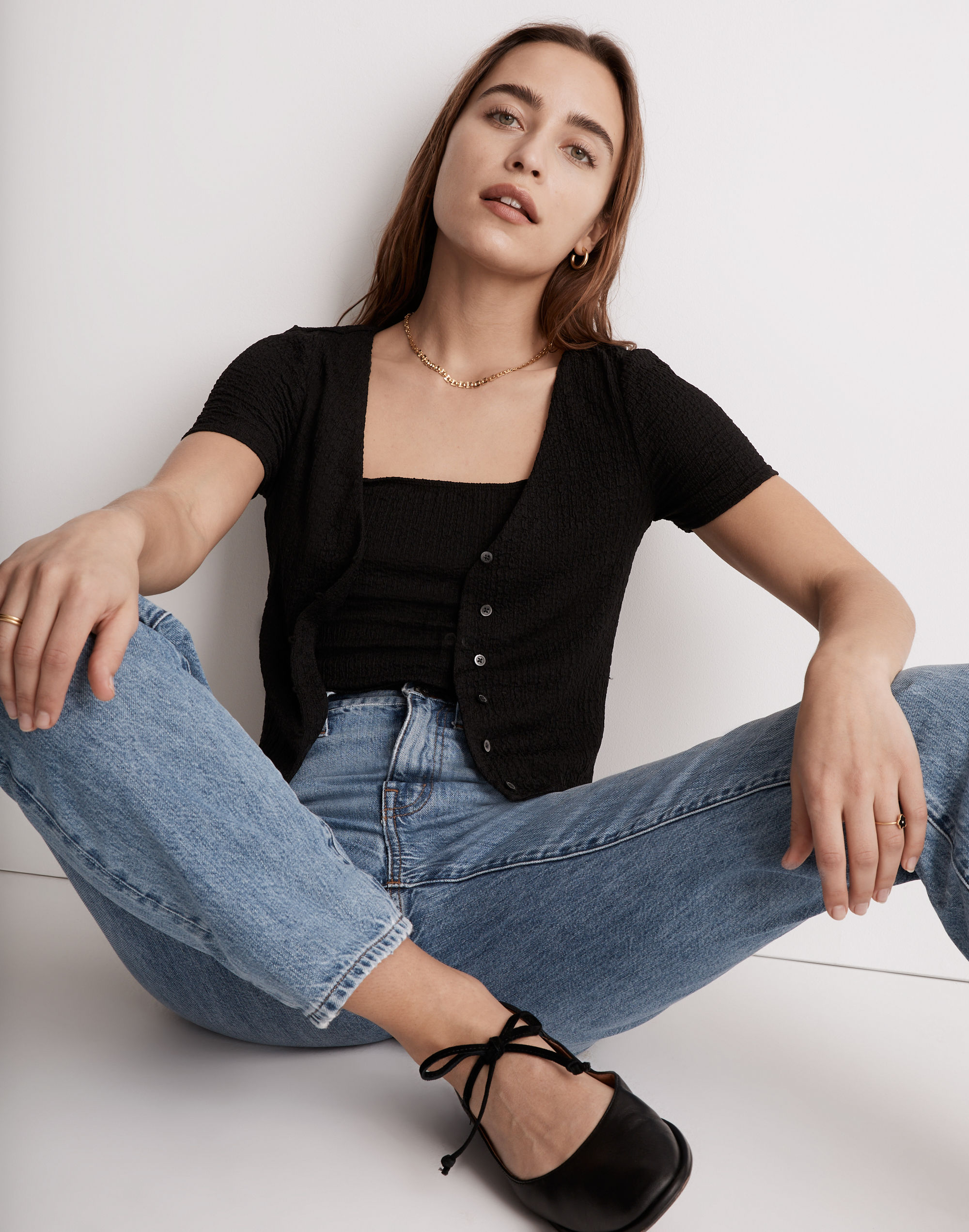 Cap-Sleeve Popcorn Cardigan