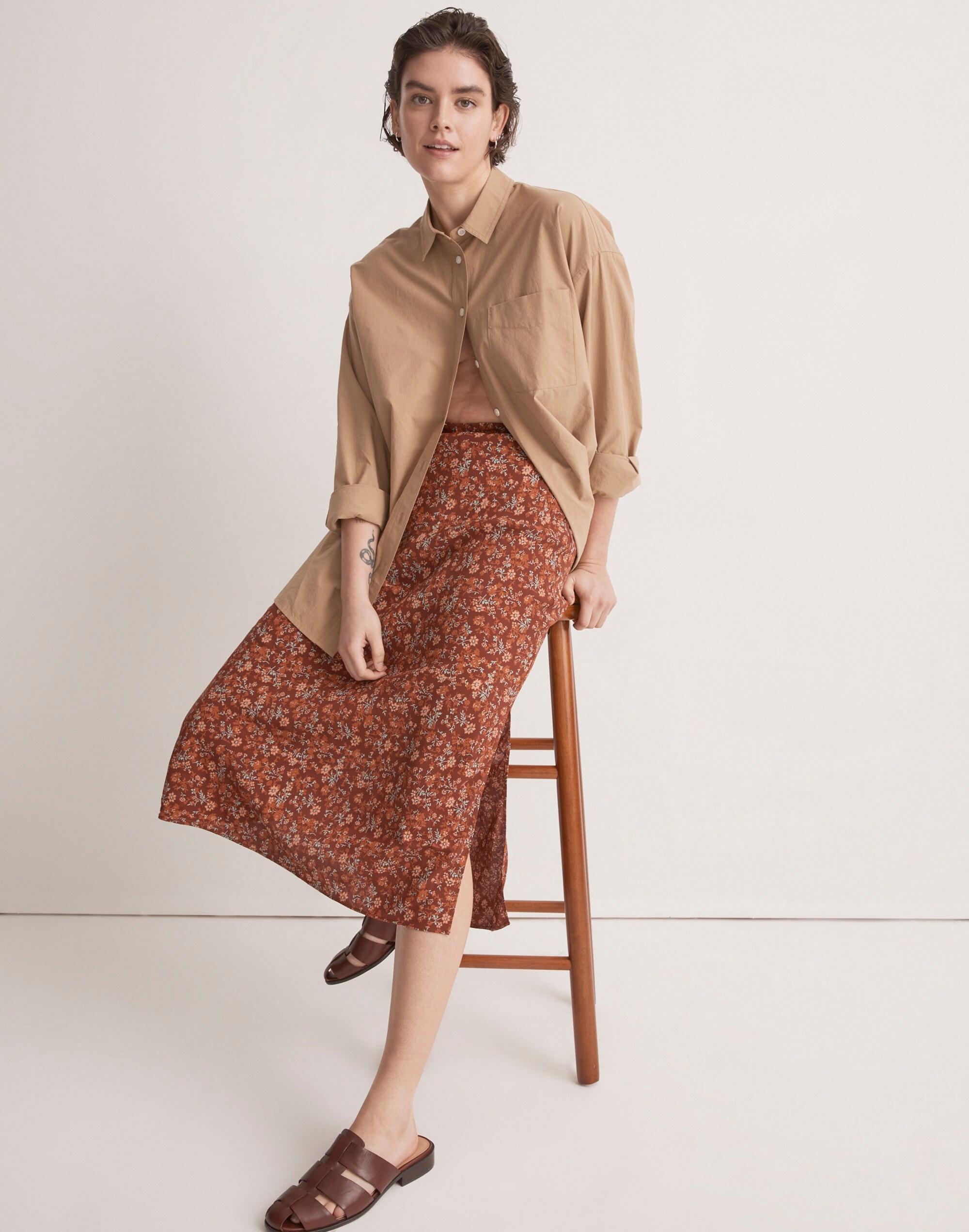 Midi Slip Skirt in Awakened Blooms