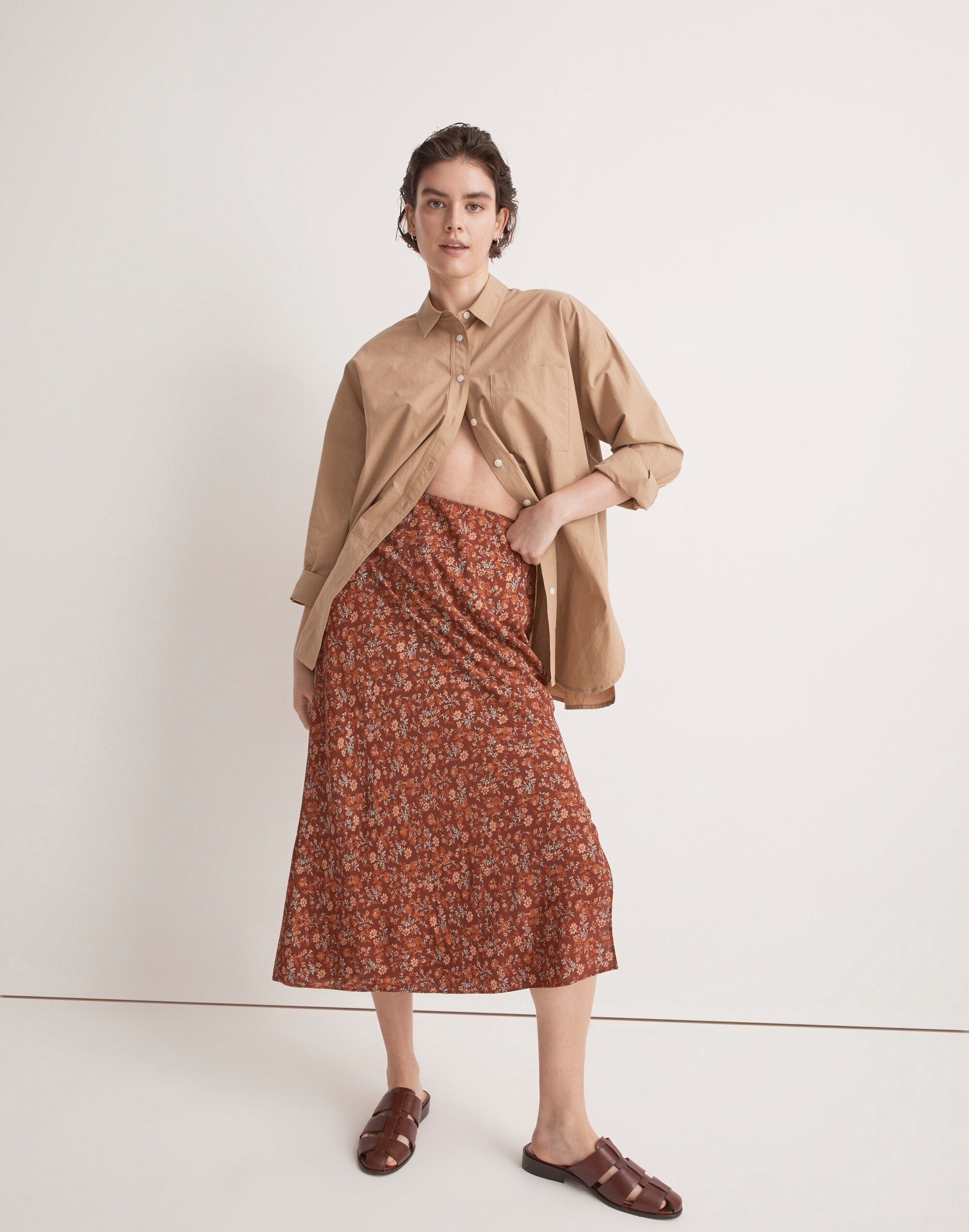 Midi Slip Skirt in Awakened Blooms