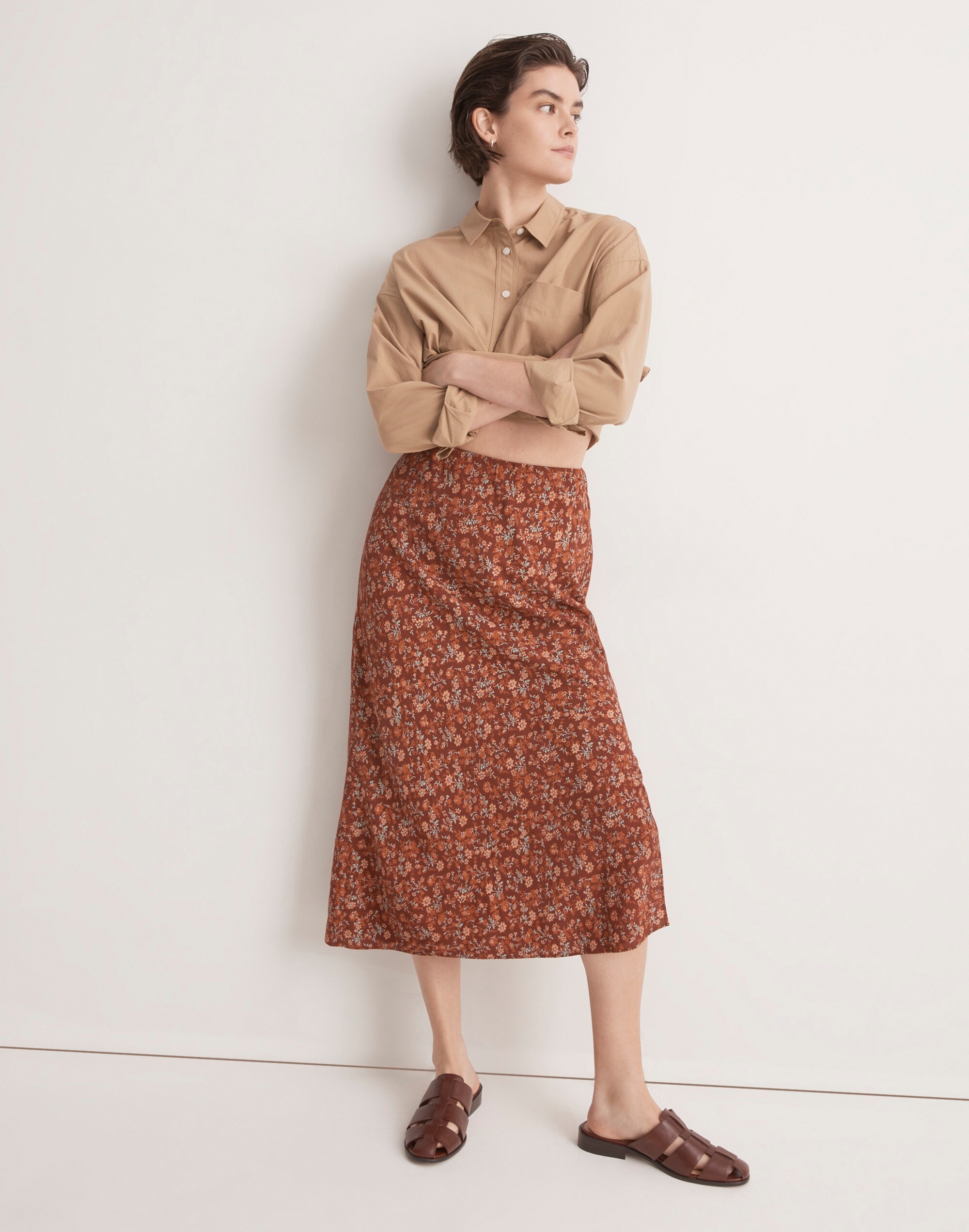 Midi Slip Skirt in Awakened Blooms
