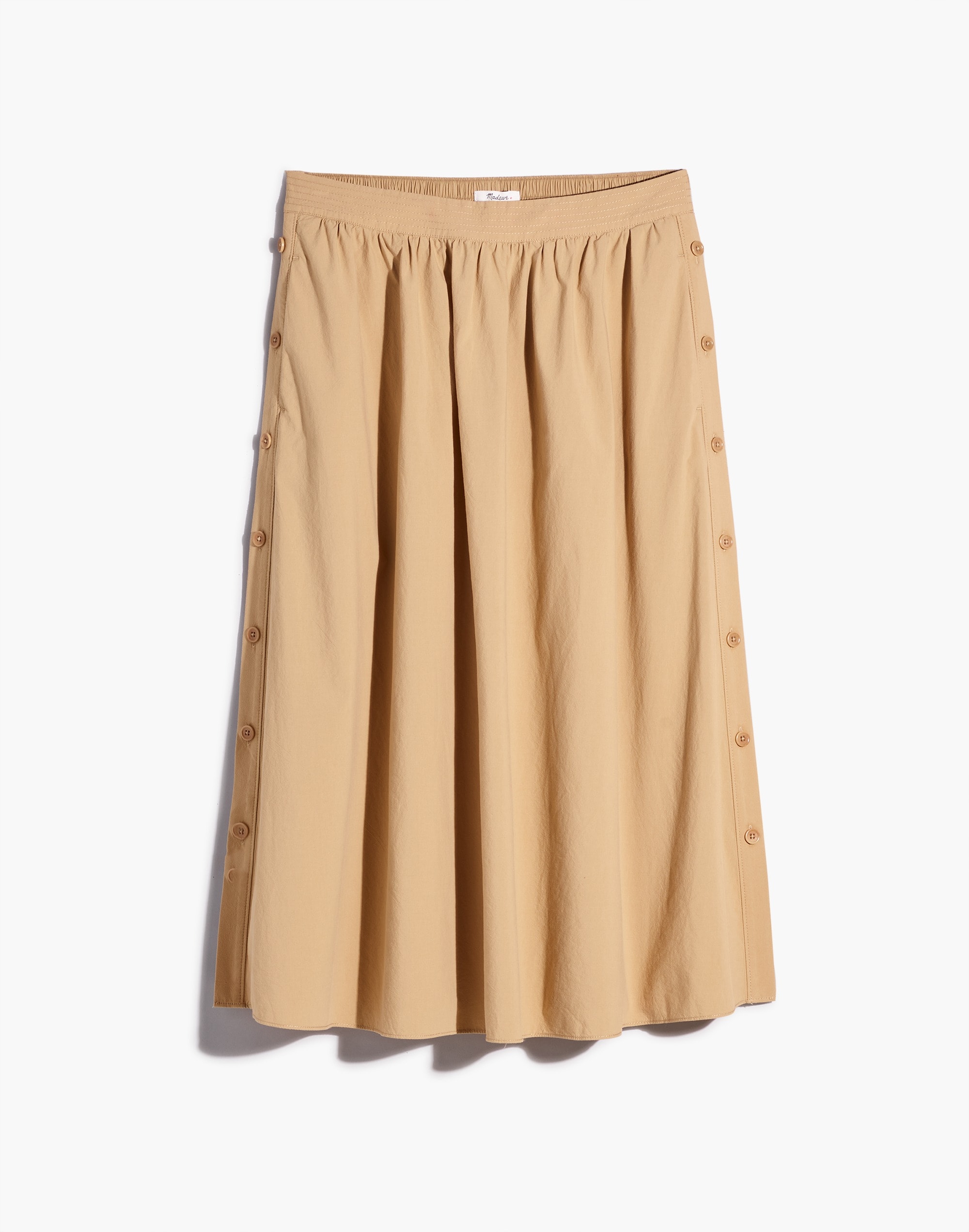 Signature Poplin Side-Button Midi Skirt