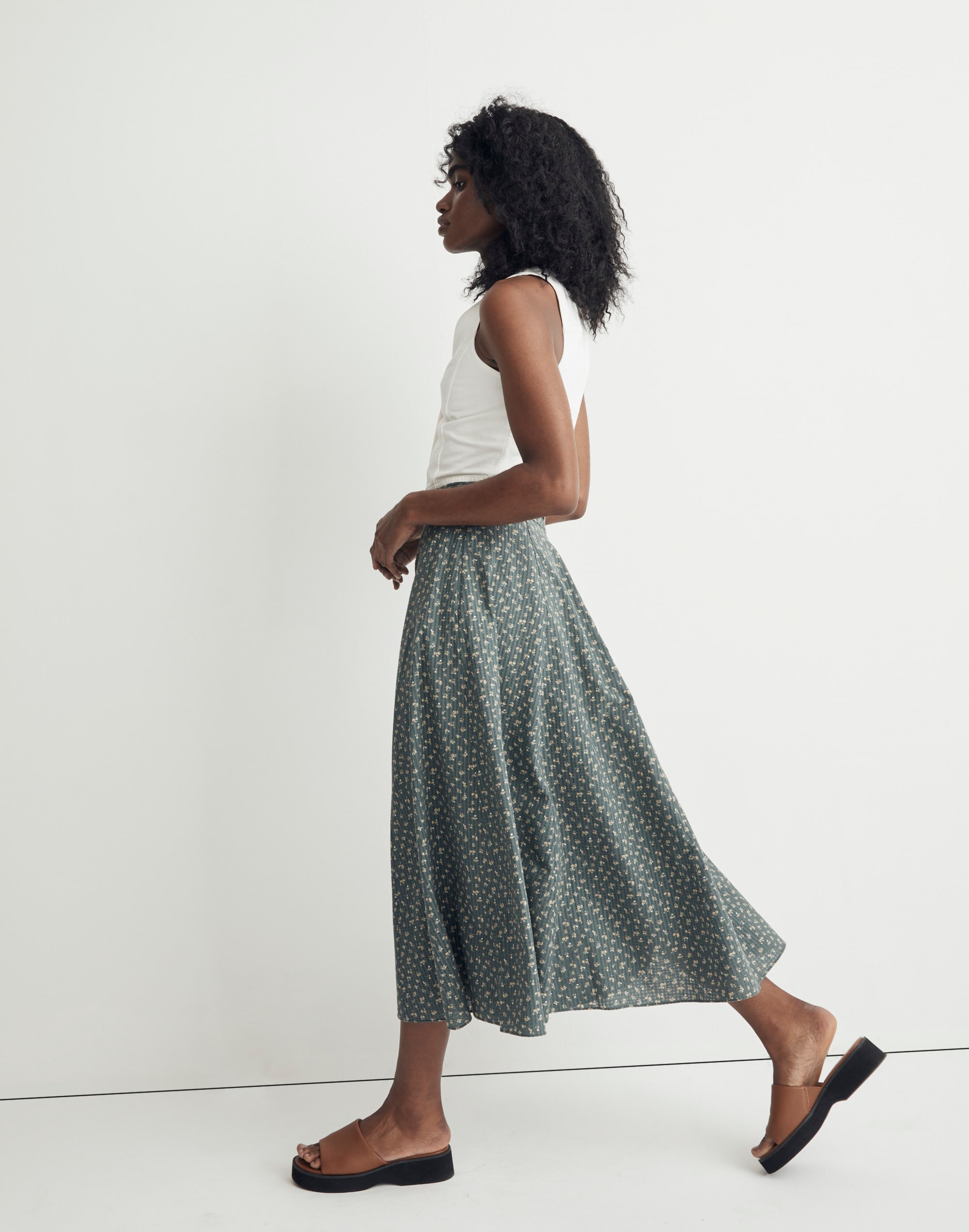 Cotton Voile Maxi Skirt in Bitsy Bouquet