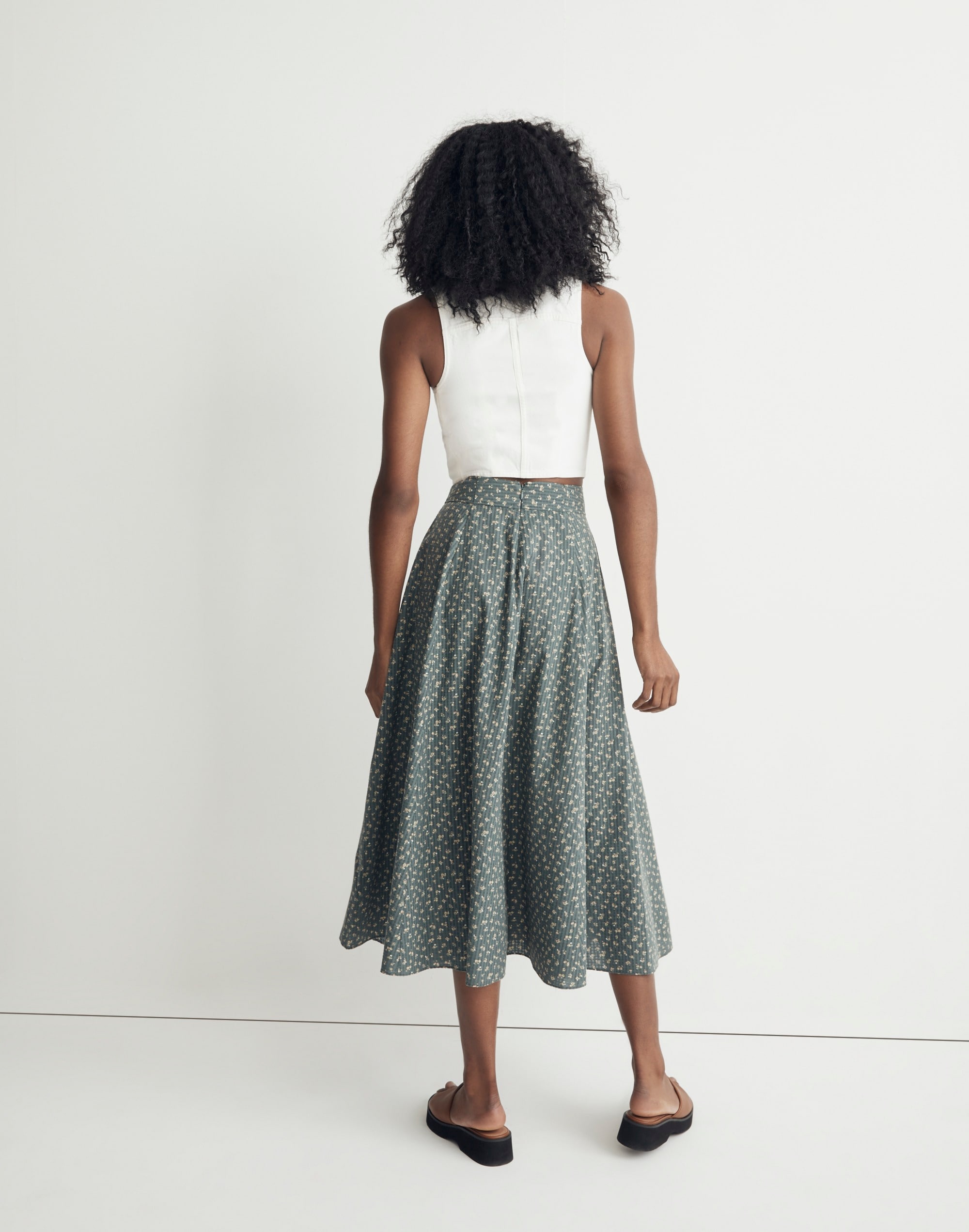 Cotton Voile Maxi Skirt in Bitsy Bouquet