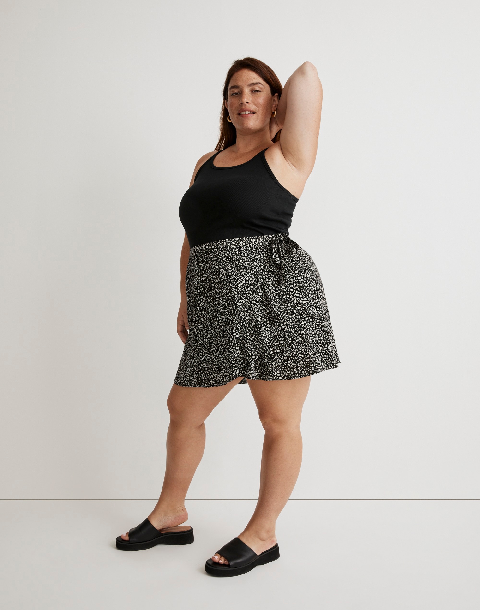 Plus Wrap Mini Skirt in Bandana Flower