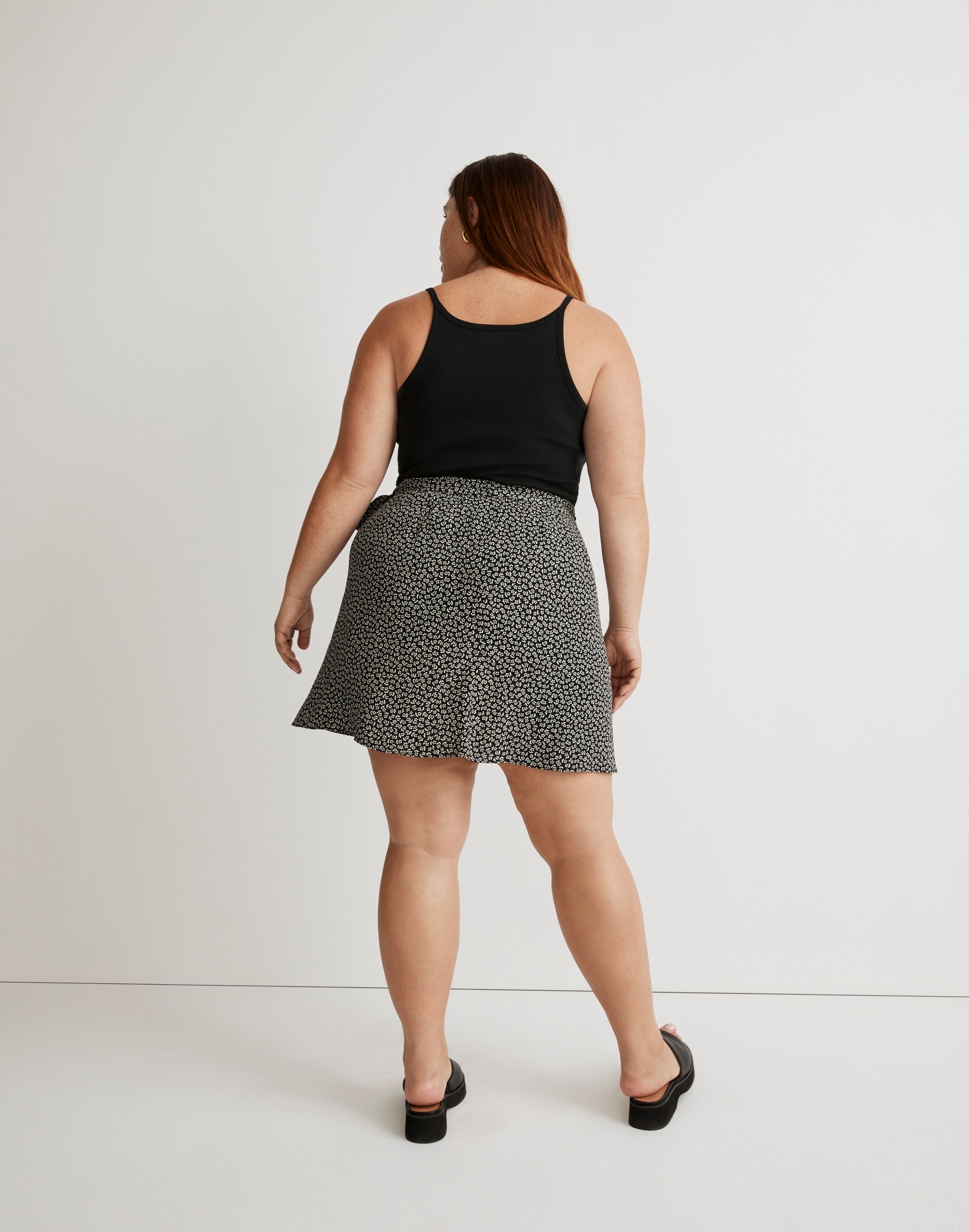 Plus Wrap Mini Skirt in Bandana Flower