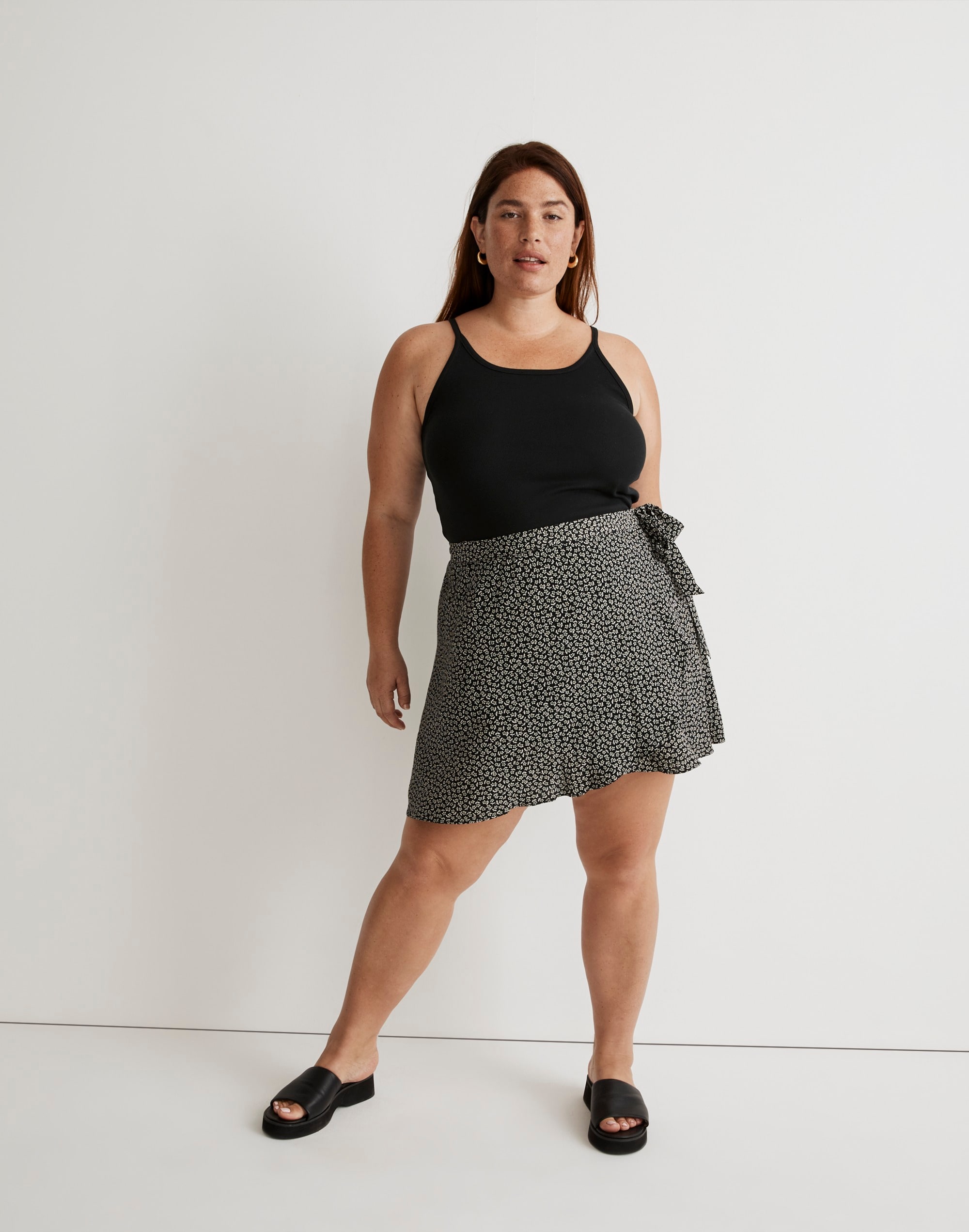 Plus Wrap Mini Skirt in Bandana Flower