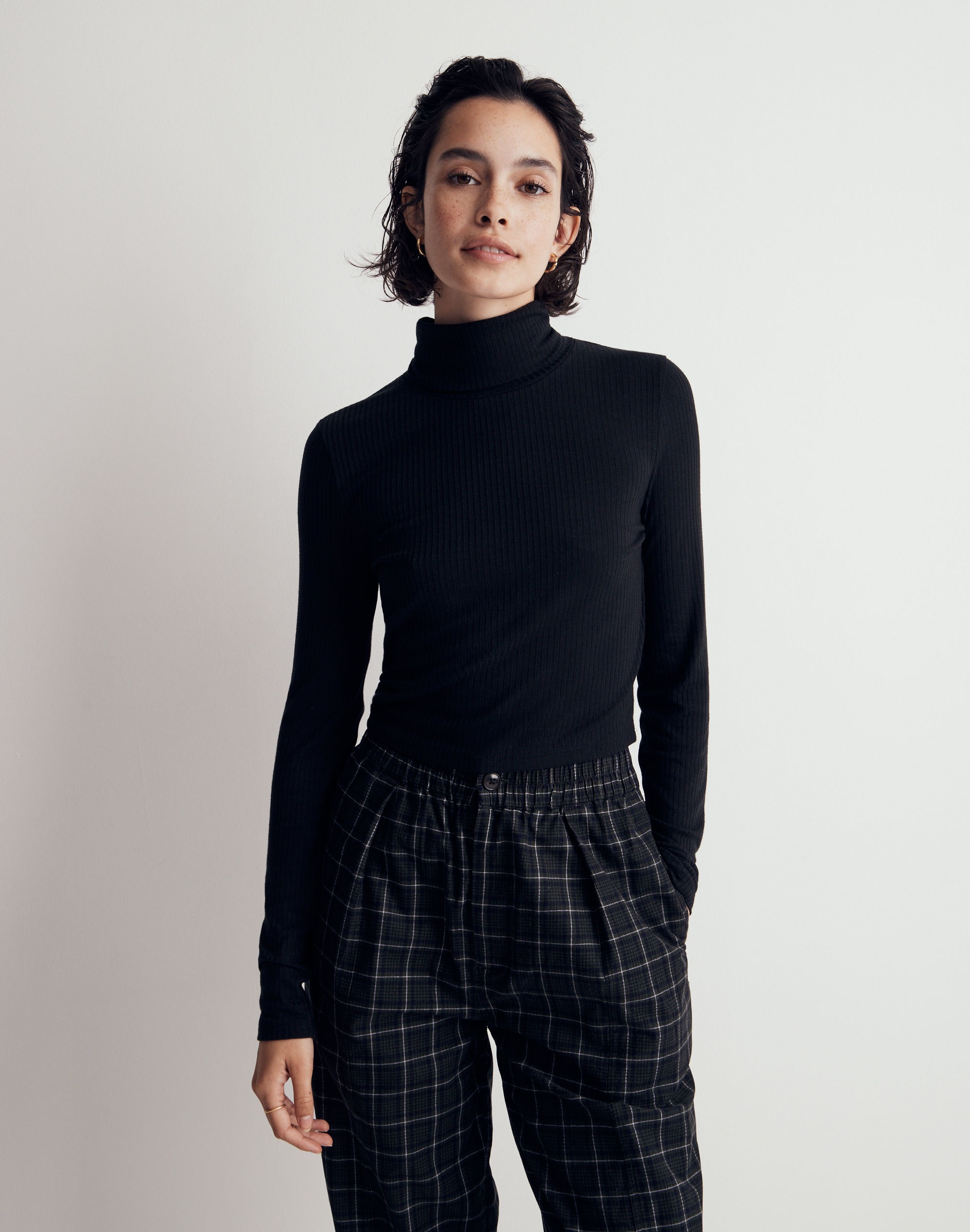 ribbed supercrop turtleneck top