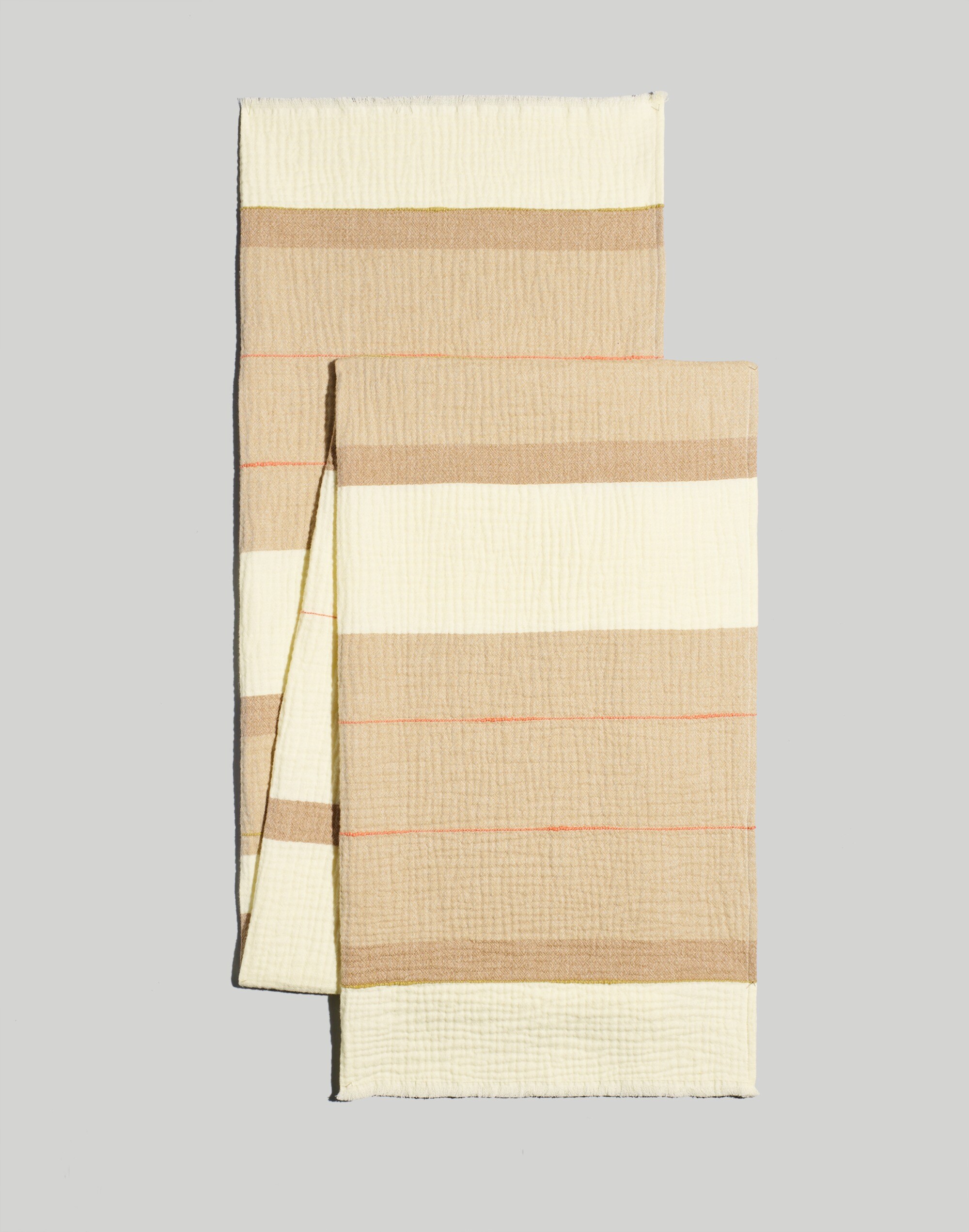 Striped Textured Scarf in antique cream image 2