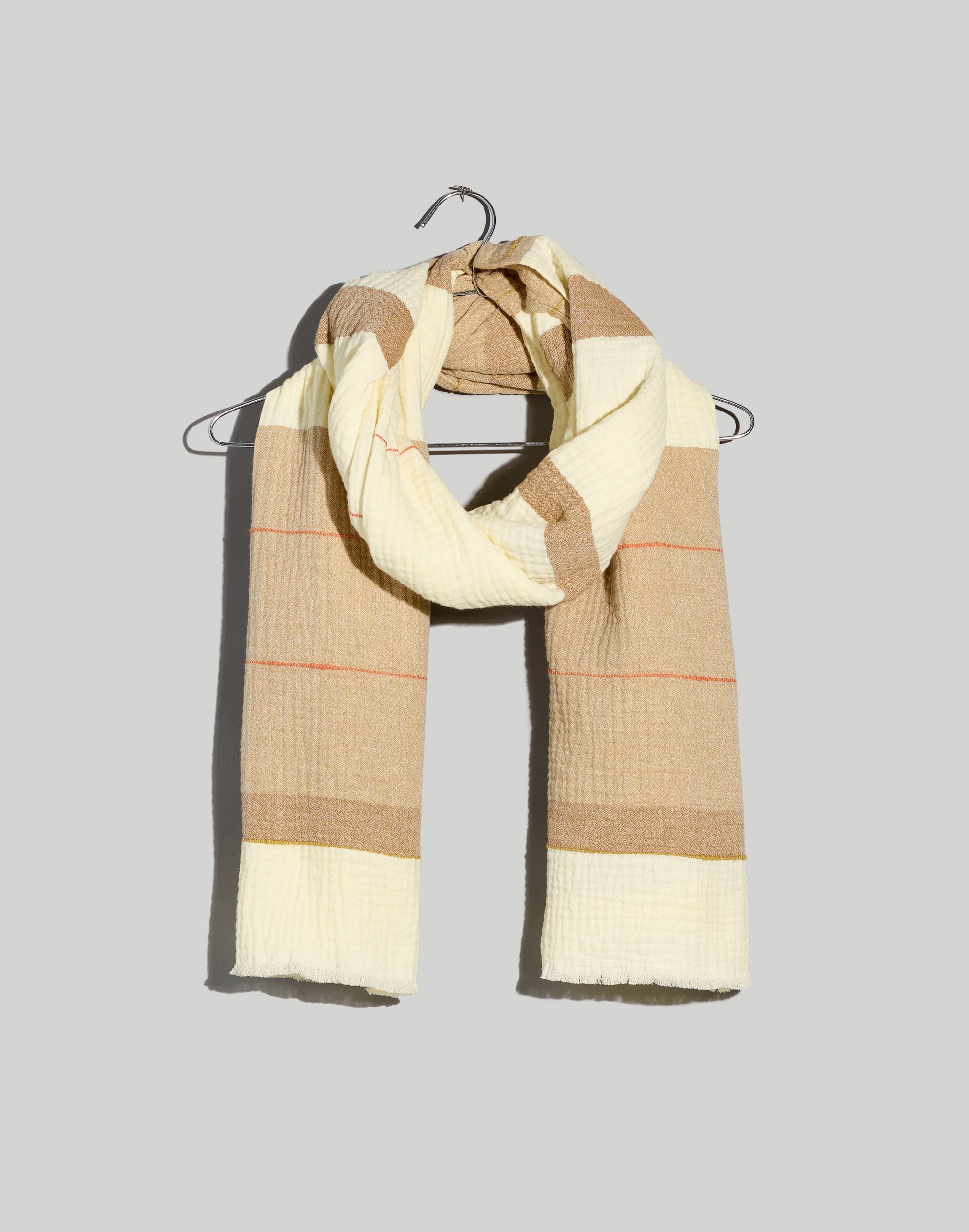 Striped Textured Scarf in antique cream image 1