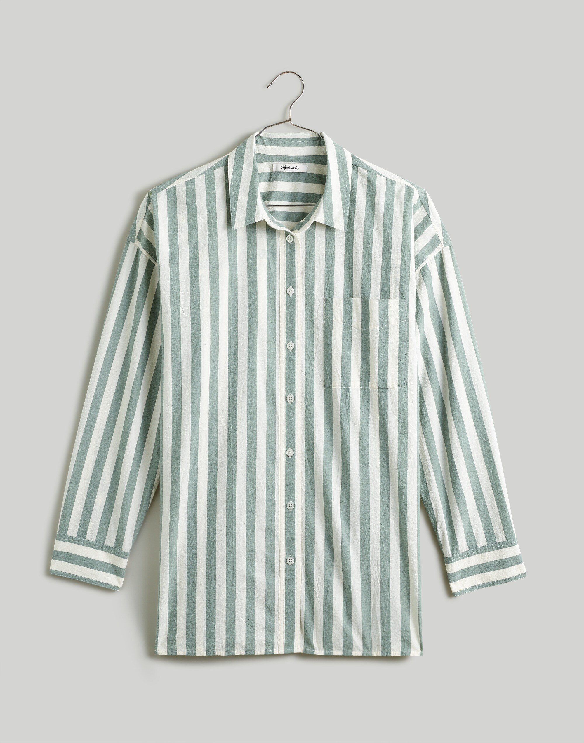 The Plus Signature Poplin Oversized Shirt in Springy Stripe