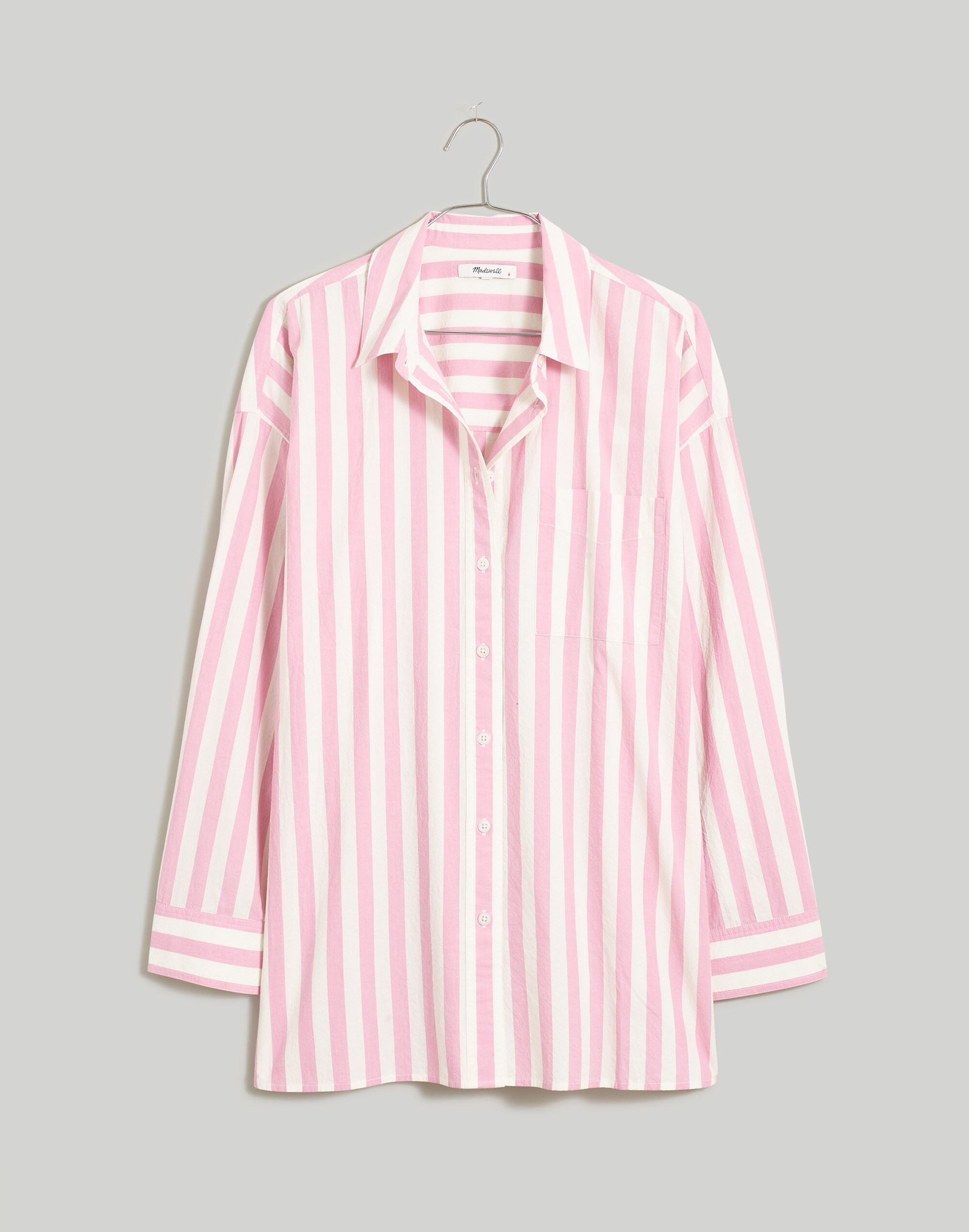The Plus Signature Poplin Oversized Shirt in Springy Stripe