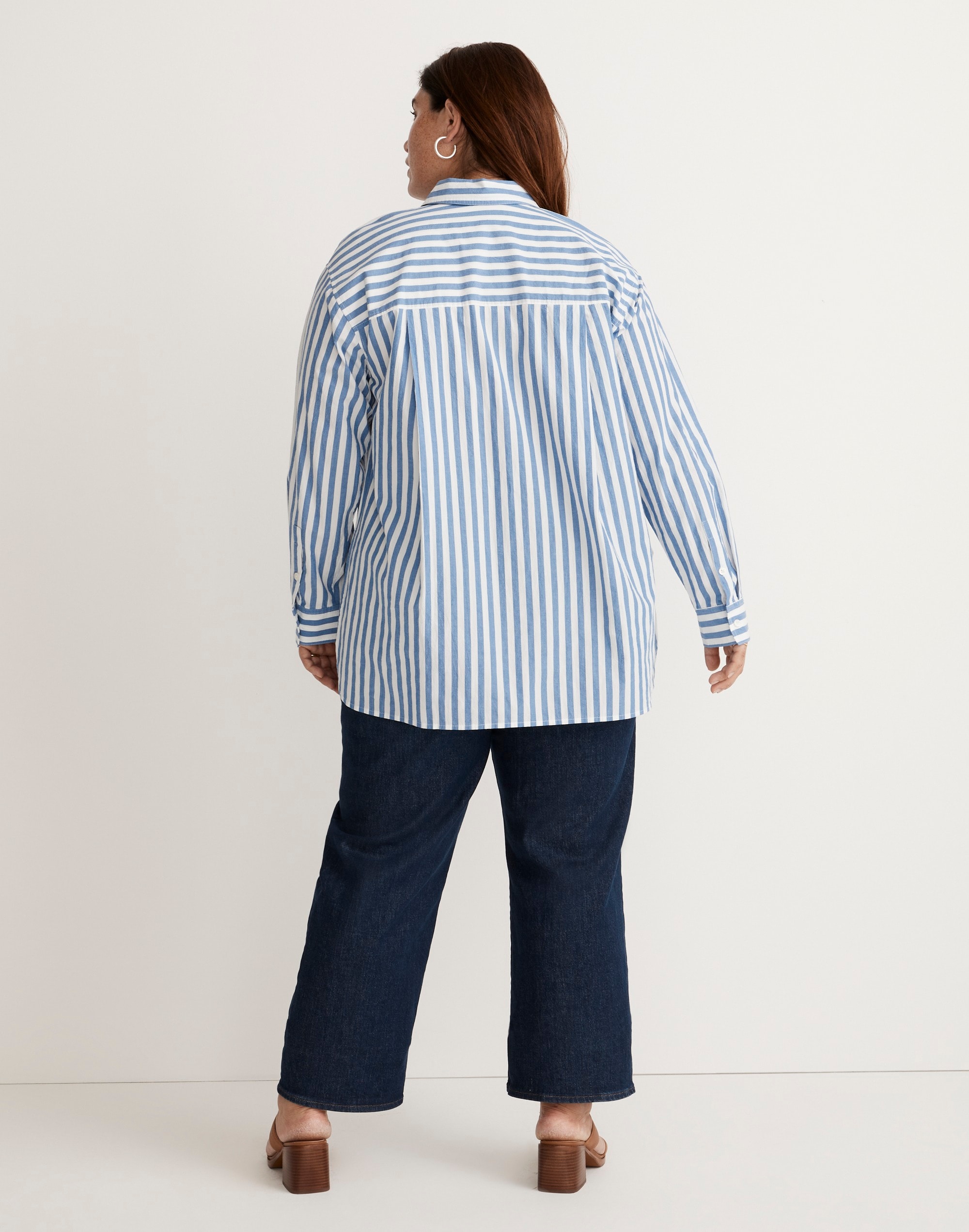 The Plus Signature Poplin Oversized Shirt in Springy Stripe