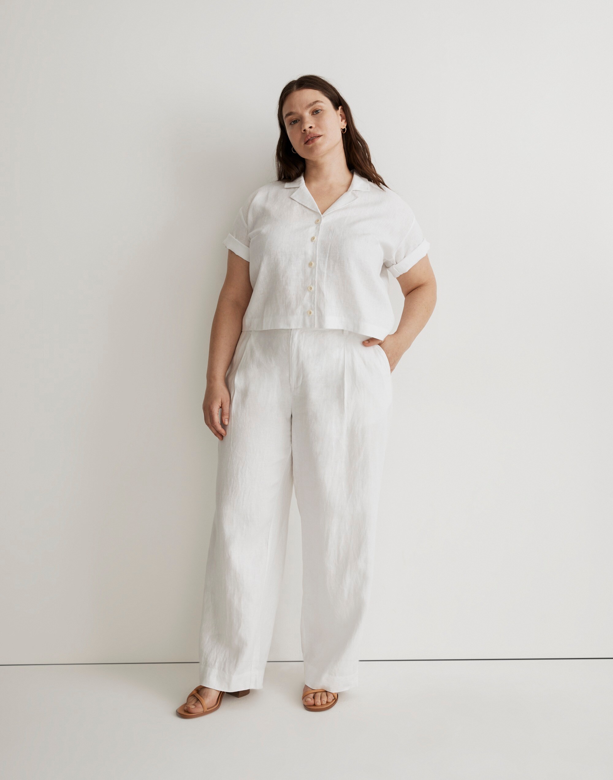 plus 100% linen resort shirt