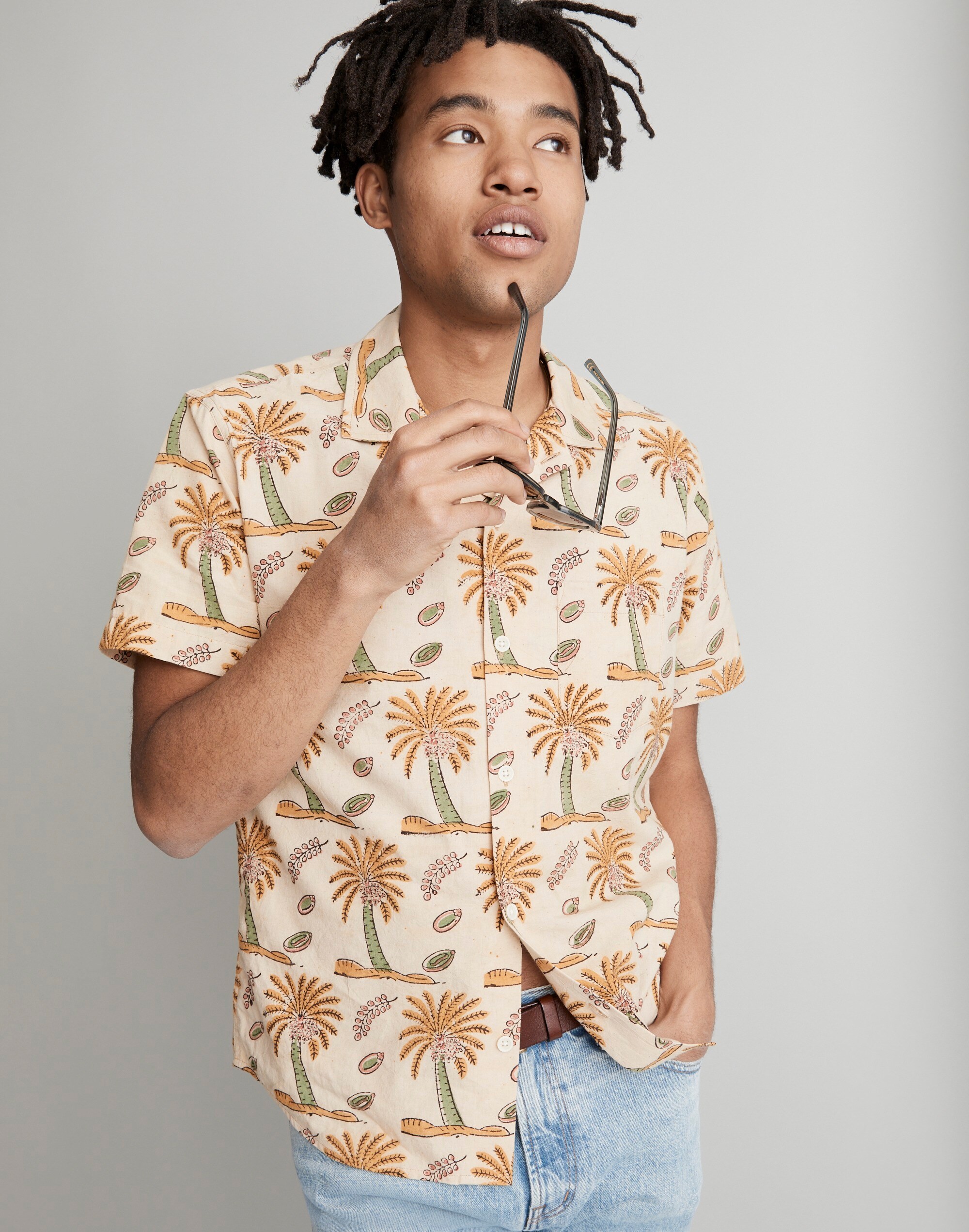 Corridor&reg; Palm Hand Block-Printed Summer Shirt Alternate Image 1