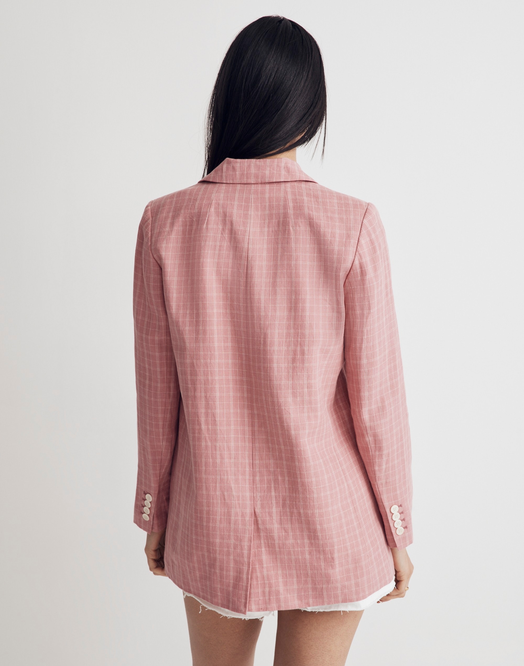The Plaid Larsen Blazer in 100% Linen
