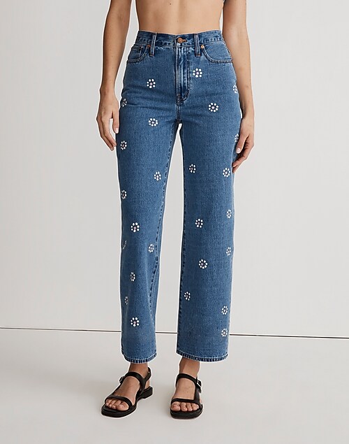 The Perfect Vintage Wide-Leg Crop Jean in Stamped Floral