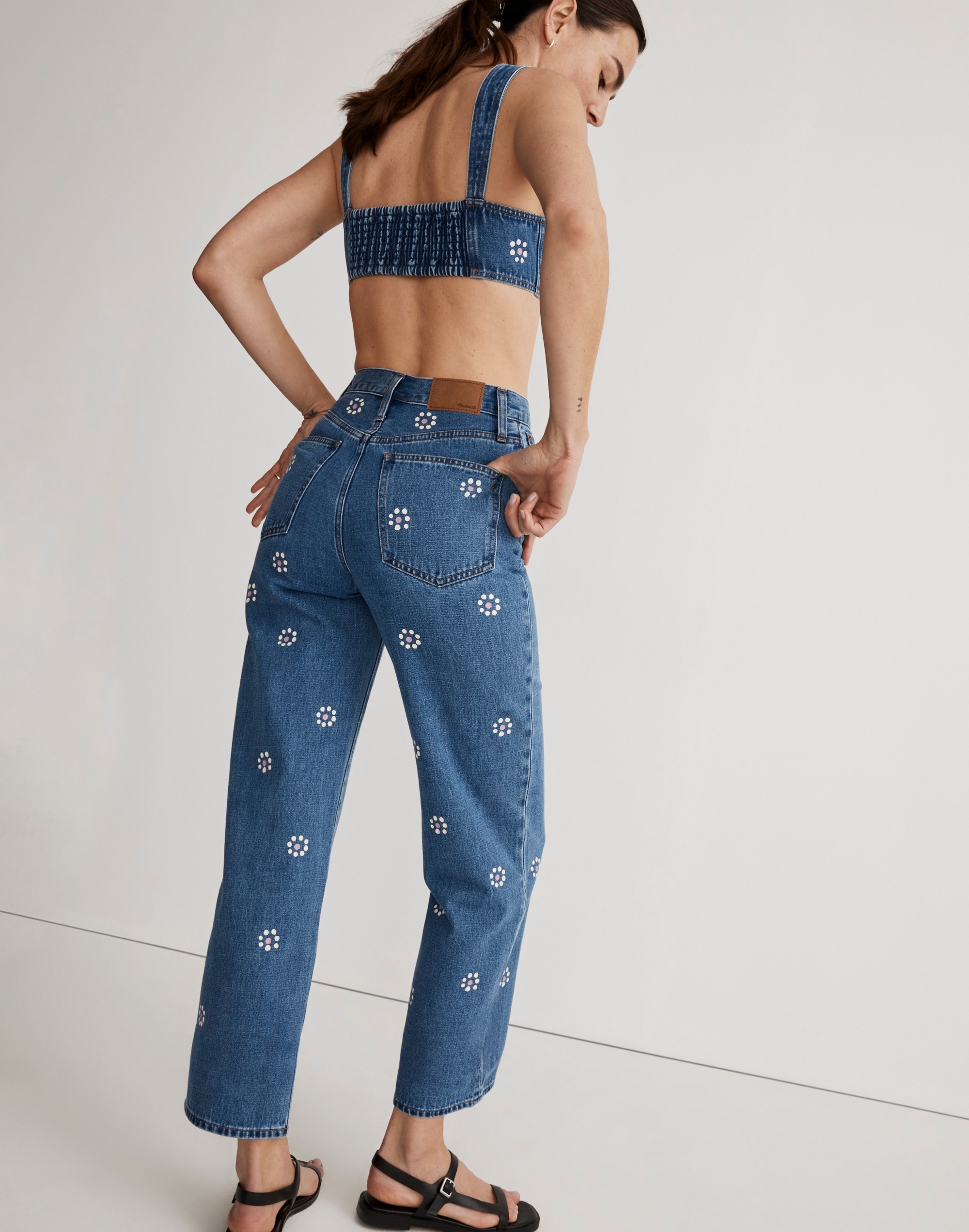 The Perfect Vintage Wide-Leg Crop Jean in Stamped Floral