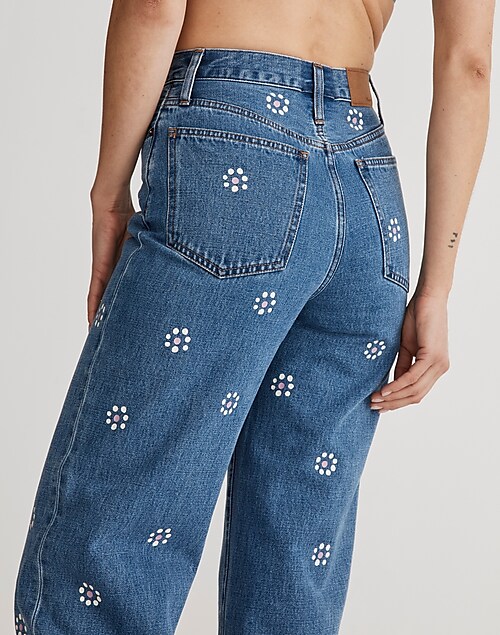 The Perfect Vintage Wide-Leg Crop Jean in Stamped Floral