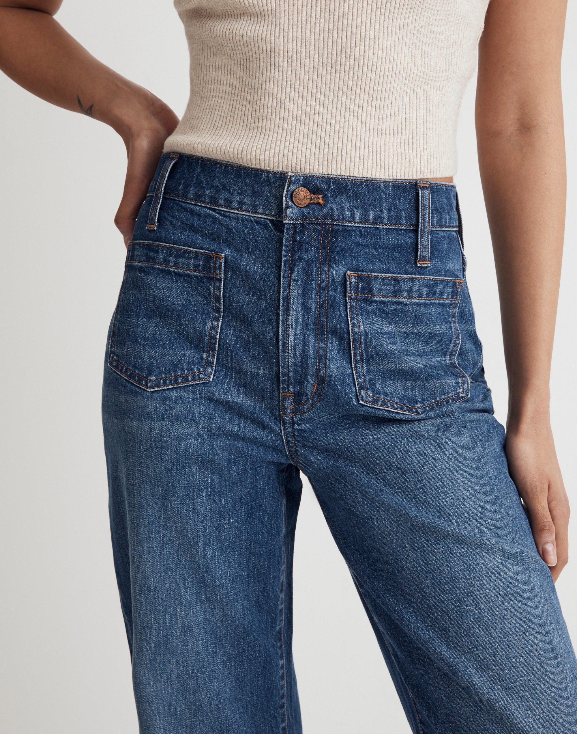 The Perfect Vintage Wide-Leg Jean Caronia Wash: Patch Pocket Edition