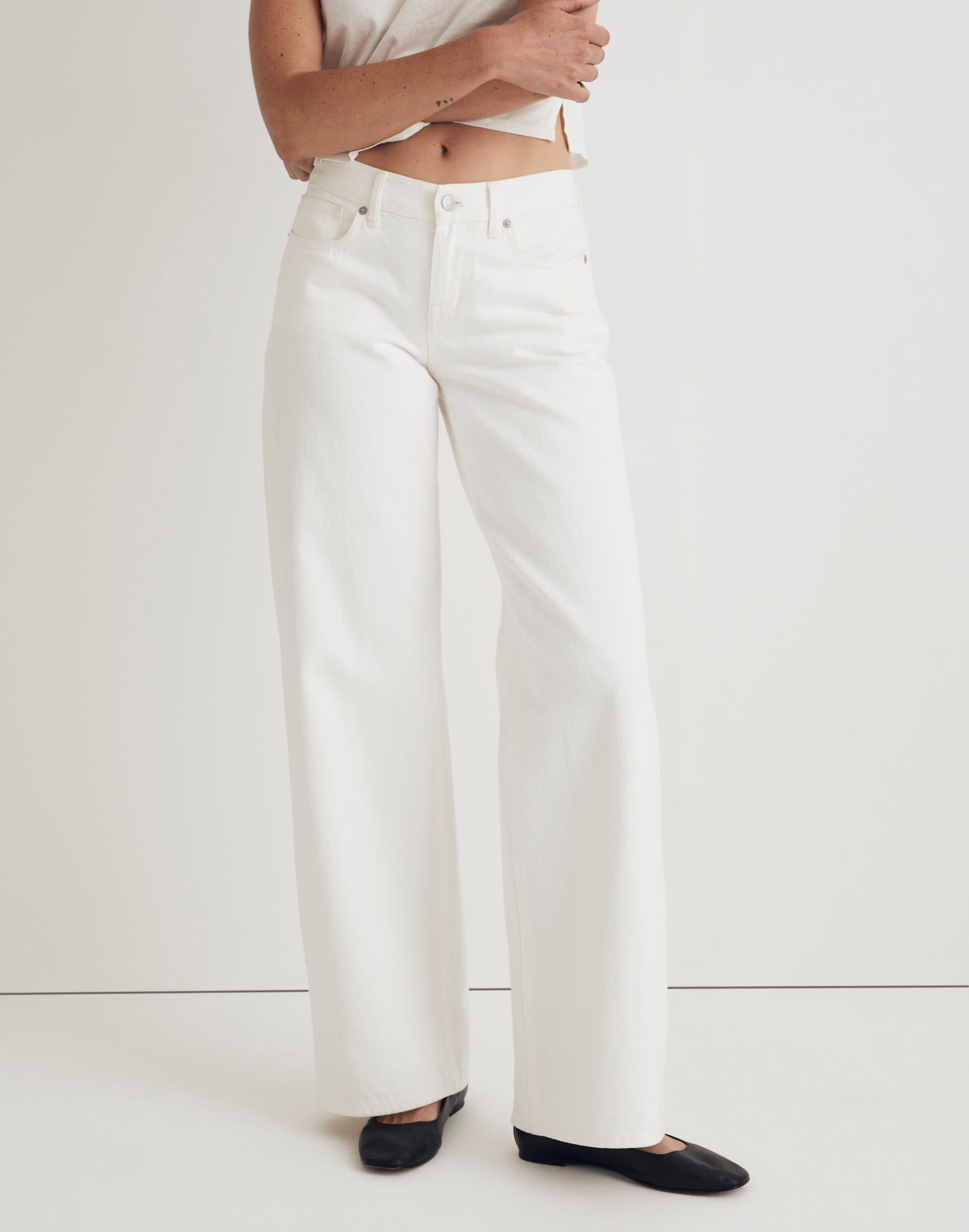 Low-Rise Superwide-Leg Jeans Tile White