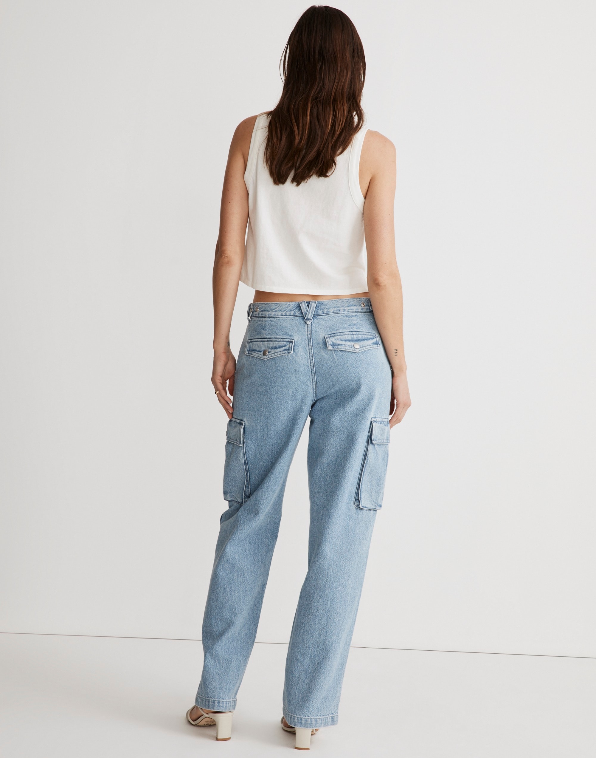 Low-Slung Straight Cargo Jeans in Coleman Wash