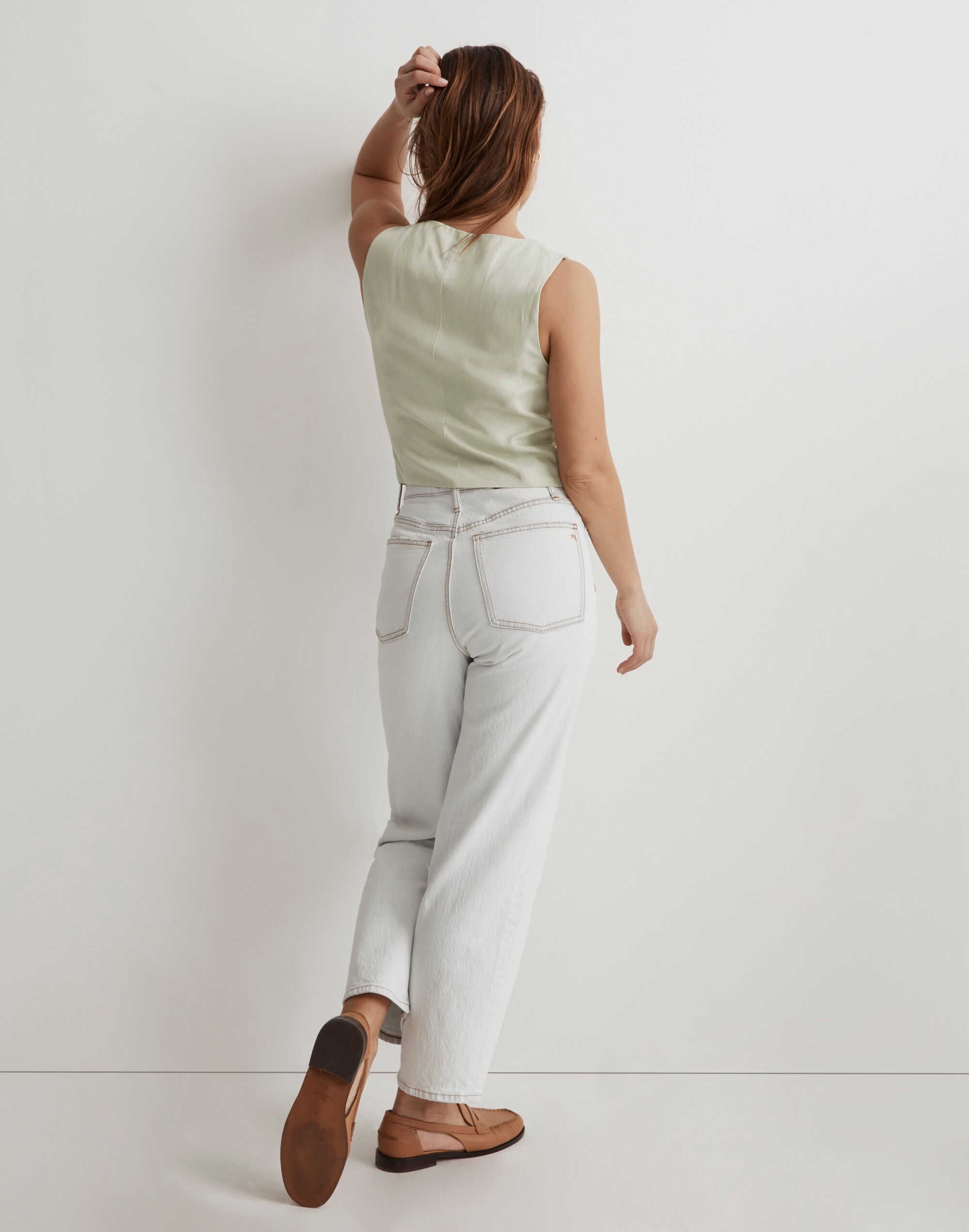 Katrina Crop Vest Top in green opal image 3