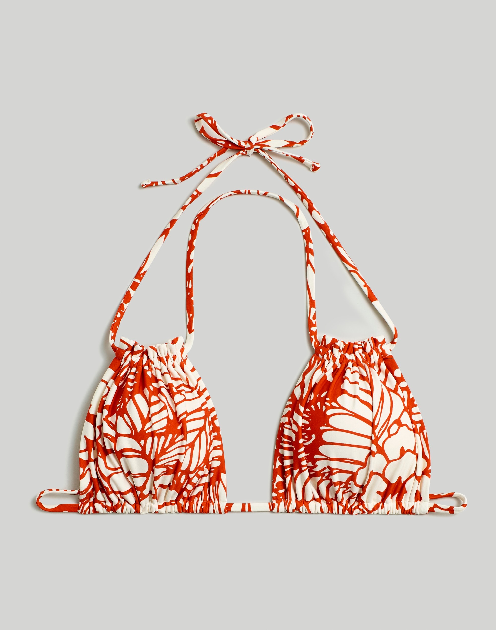 Ruched String Bikini Top in Shoreside Fleur