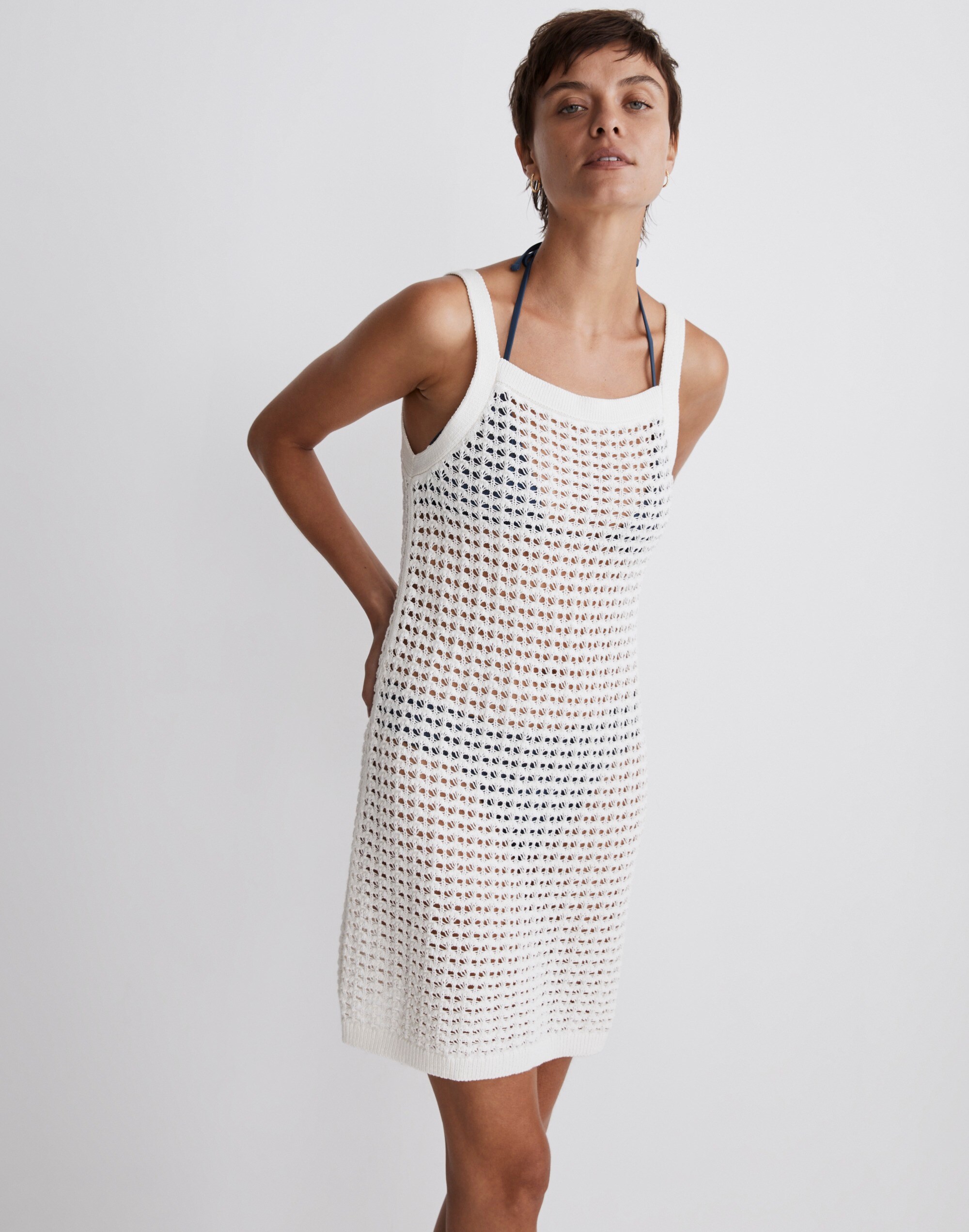Crochet Cutaway Cover-Up Midi Dress