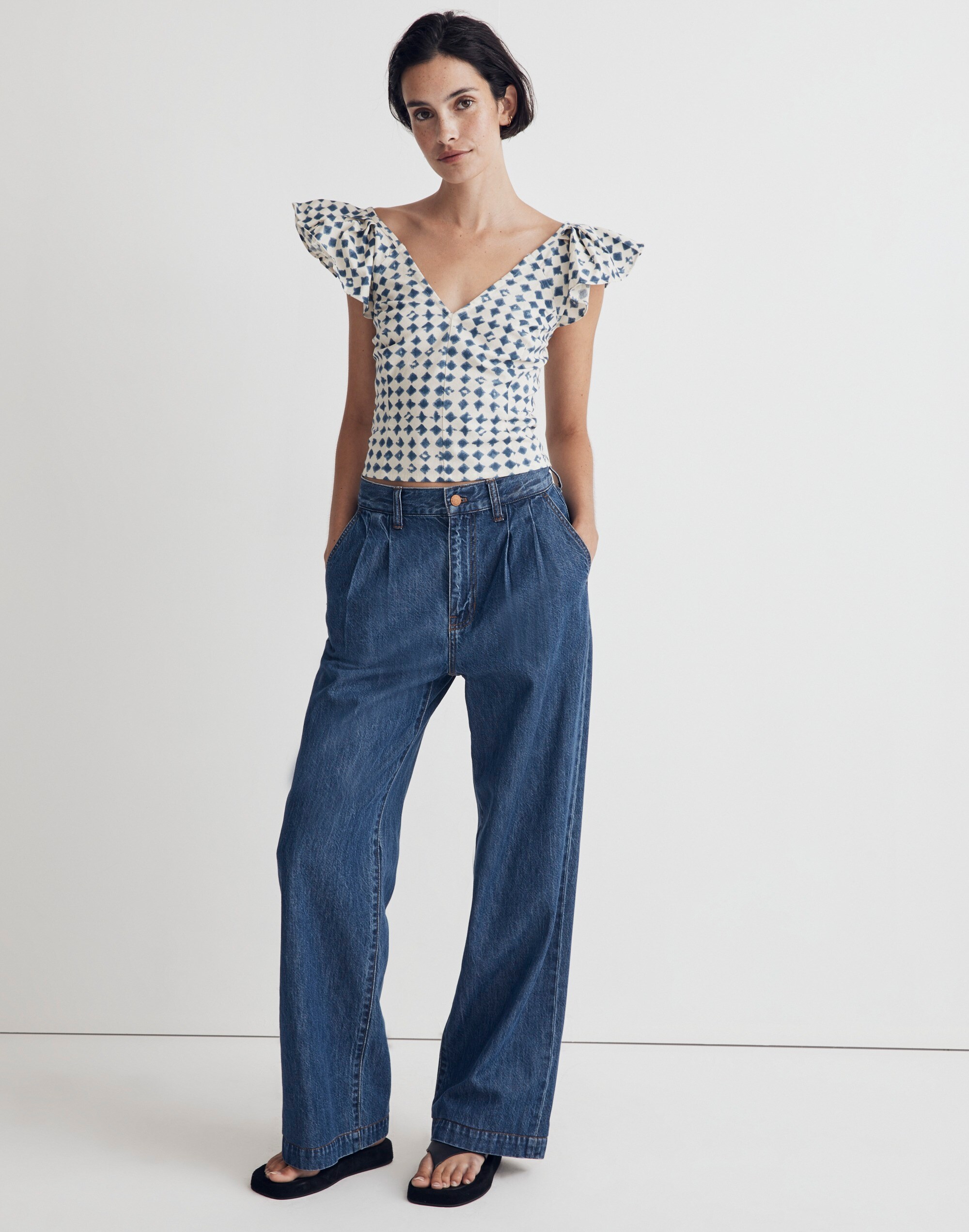 Shibori-Print V-Back Top